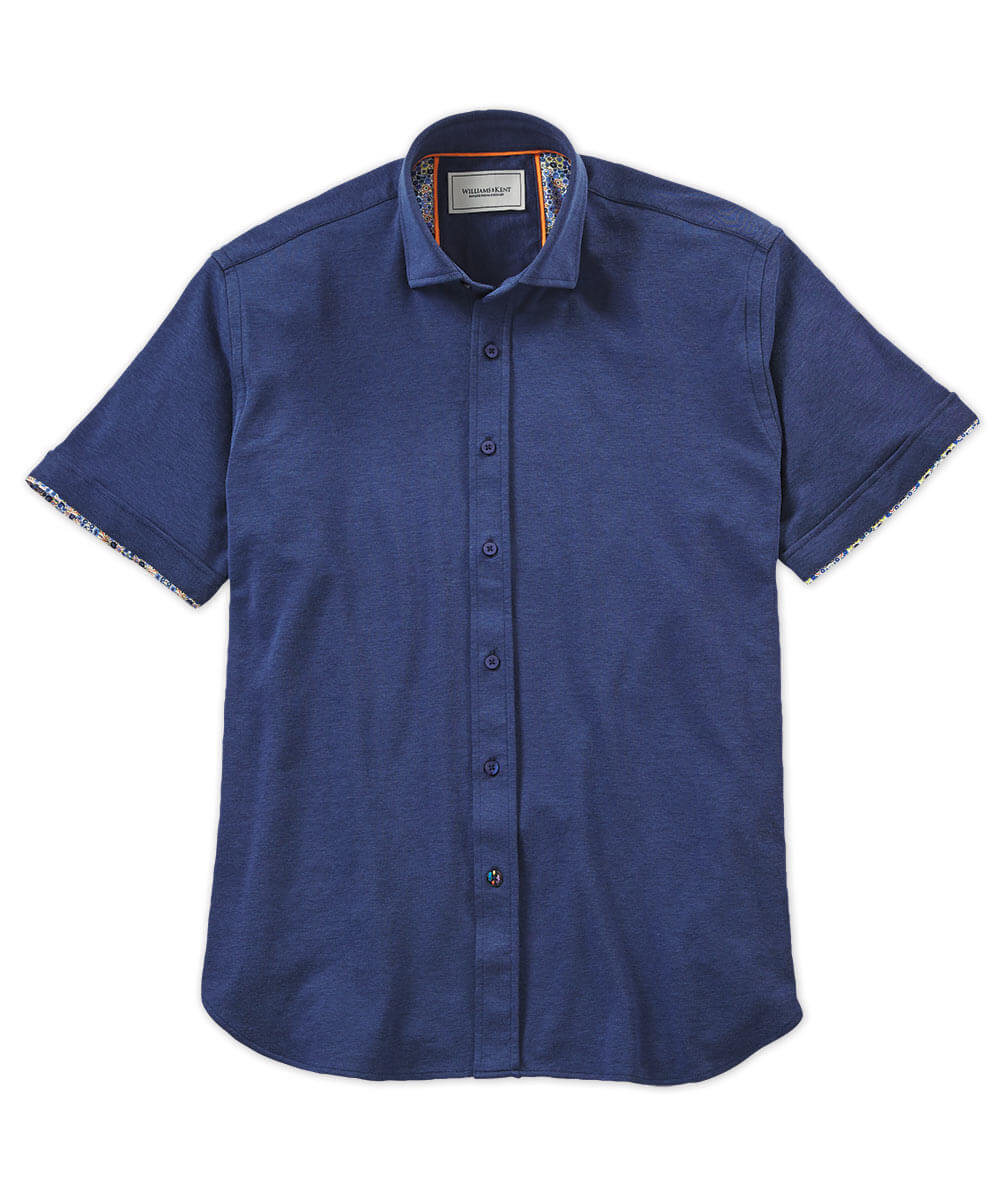 Mercerized Button-Front Short Sleeve Shirt