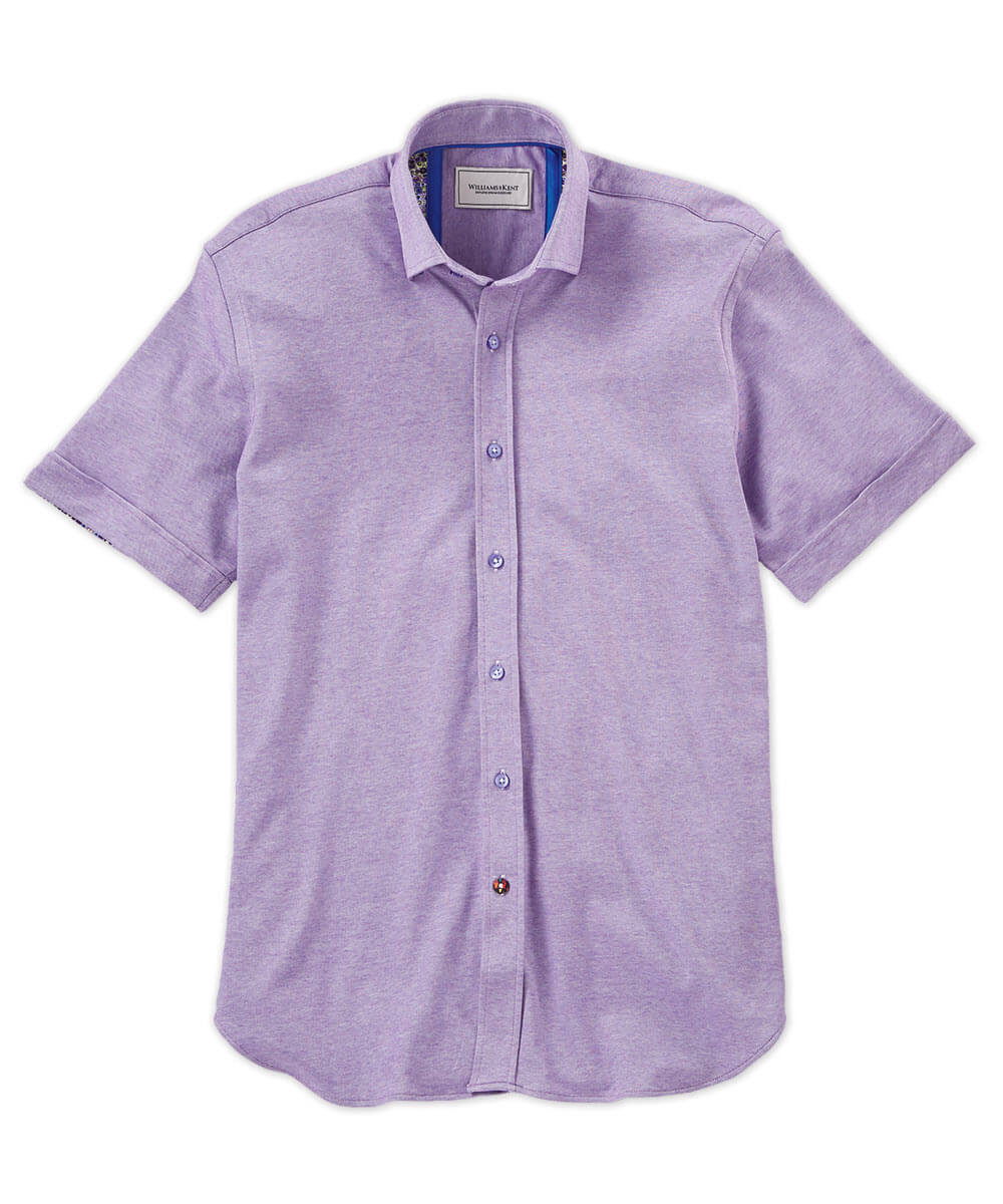 Mercerized Button-Front Short Sleeve Shirt