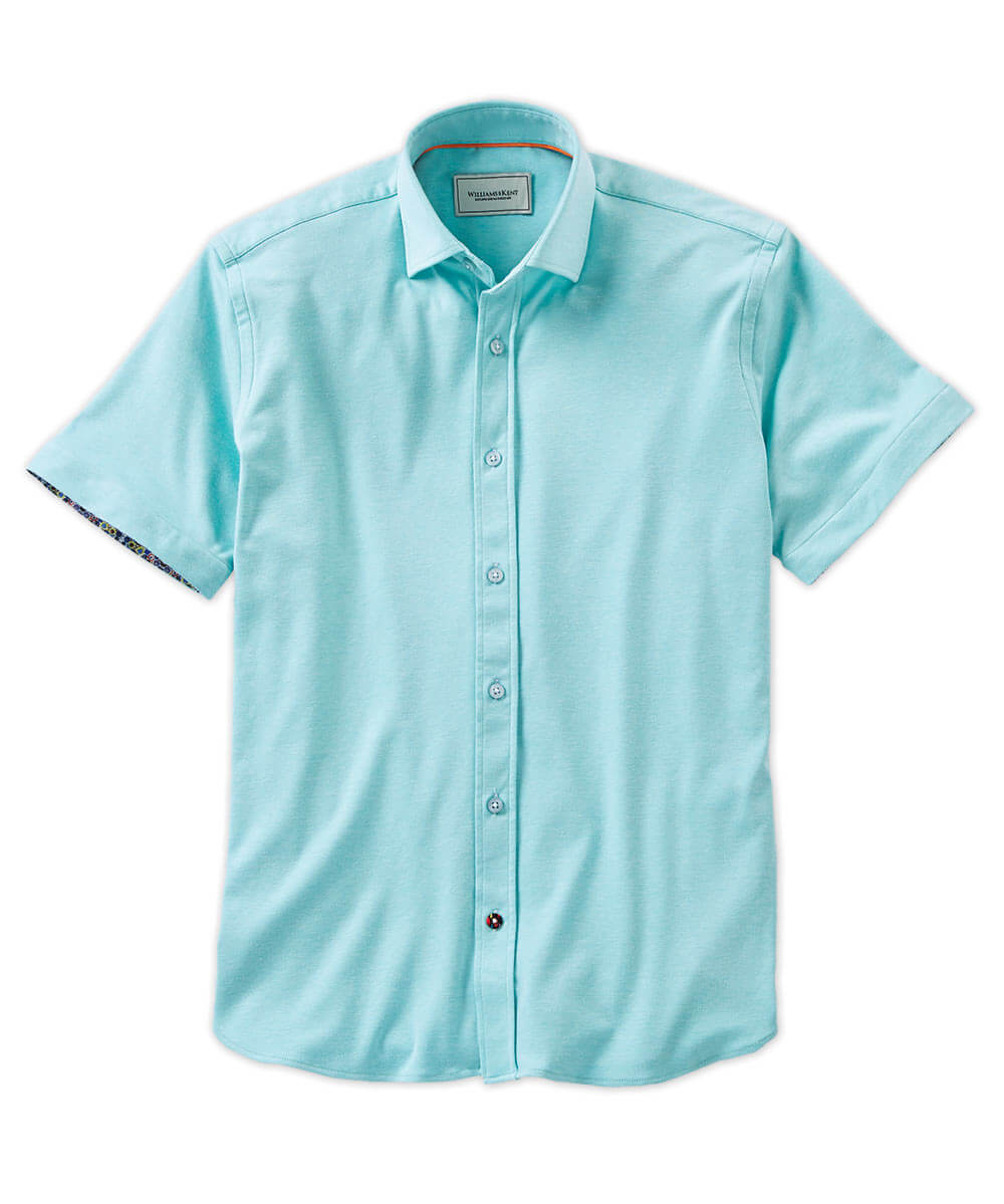 Mercerized Button-Front Short Sleeve Shirt