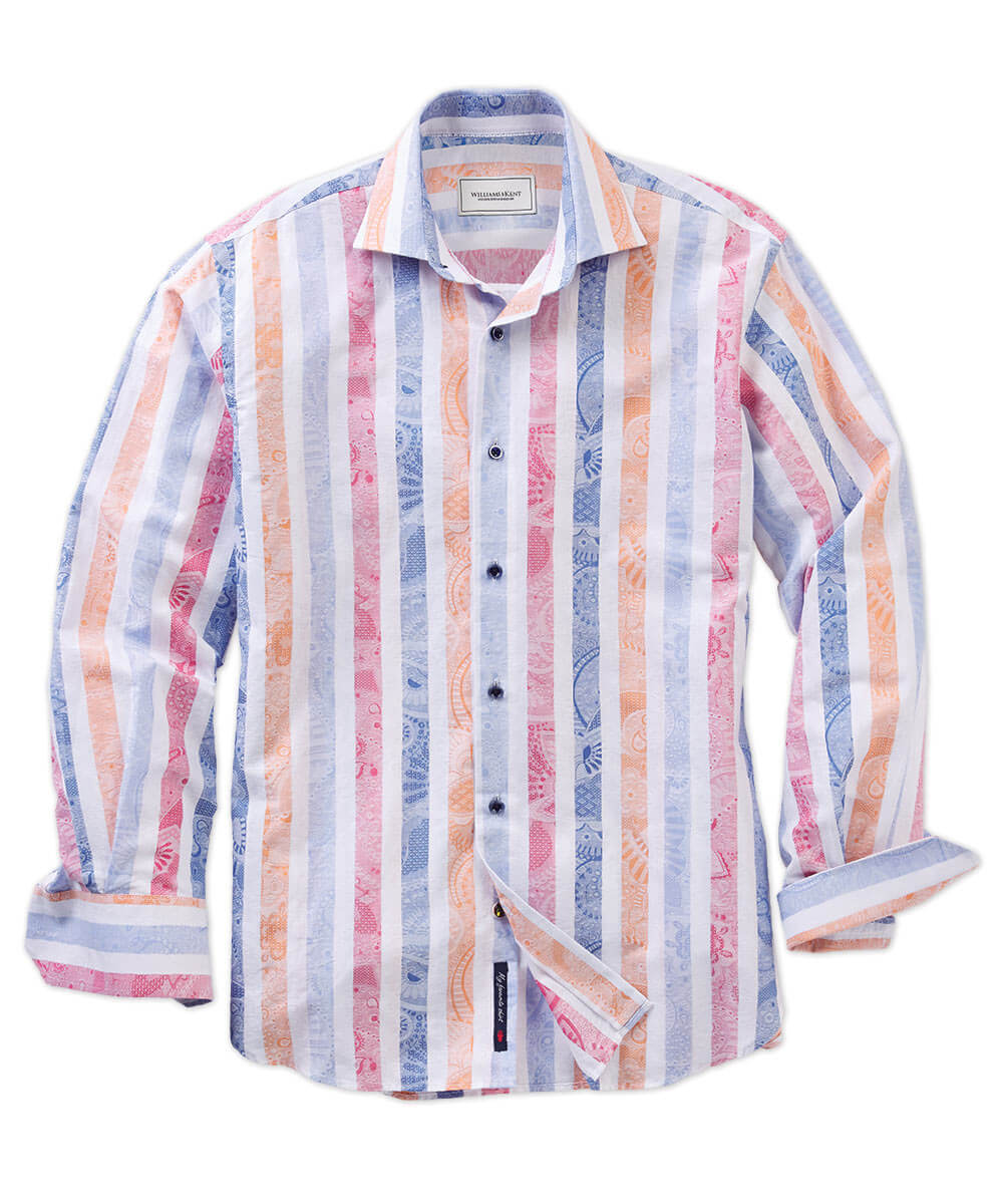 Multi Stripe Paisley Long Sleeve Sport Shirt