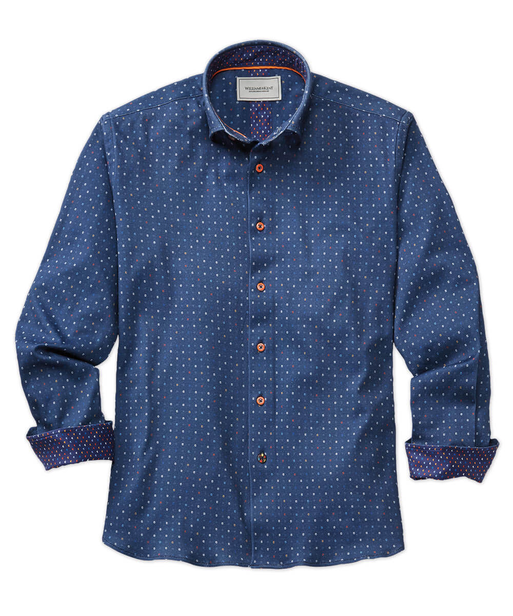 Foulard Print Knit Long Sleeve Sport Shirt