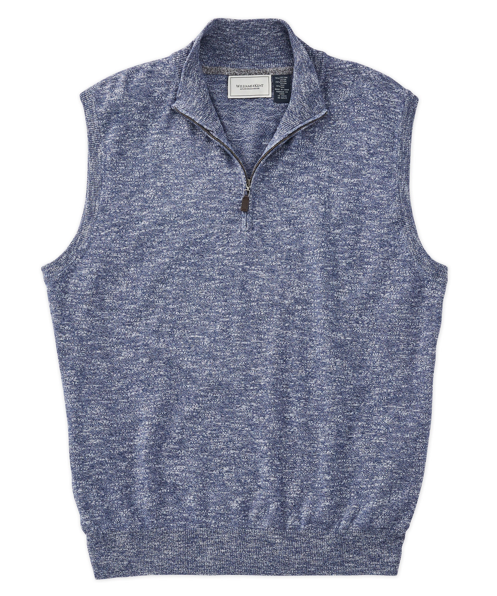 Cotton-Silk Blend Quarter-Zip Sweater Vest - Williams & Kent