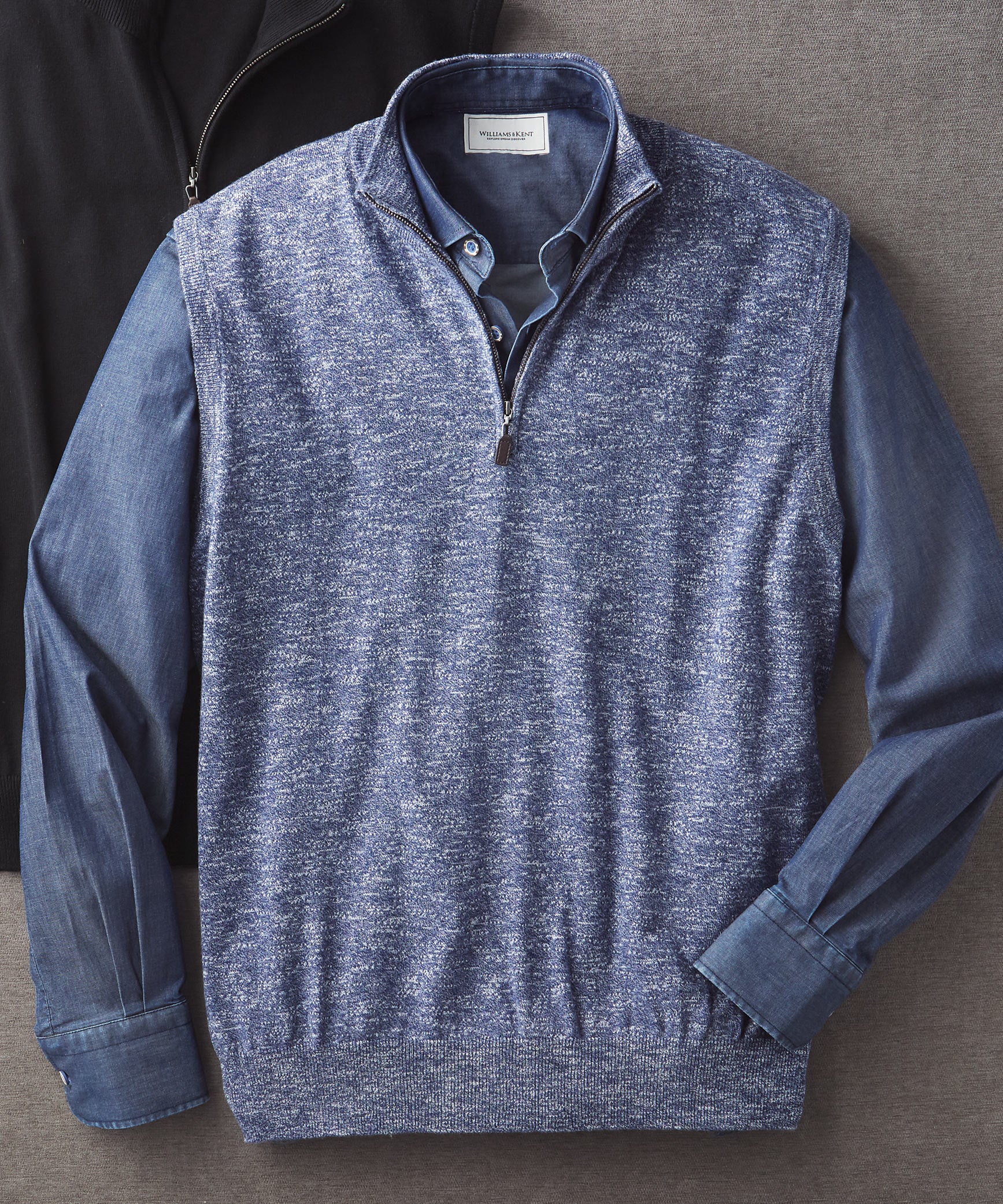 Cotton-Silk Blend Quarter-Zip Sweater Vest - Williams & Kent