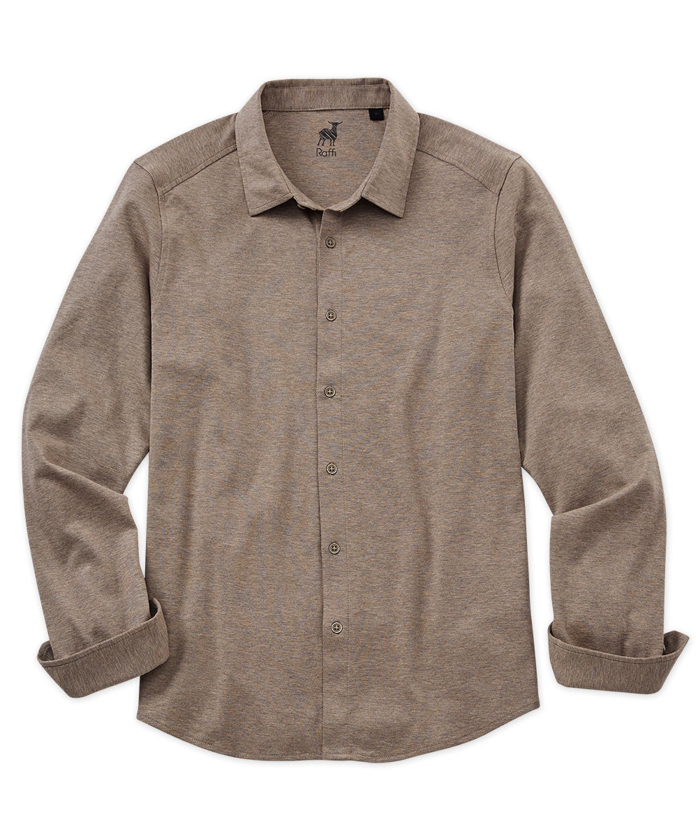 Raffi Aqua Cotton Knit Long Sleeve Sport Shirt