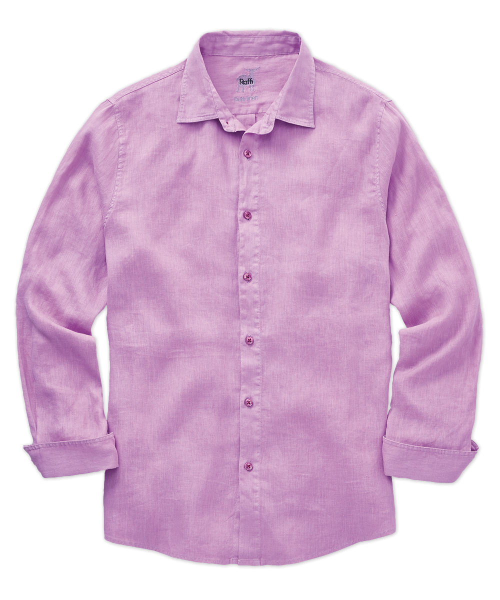 Raffi Solid Linen Long Sleeve Sport Shirt