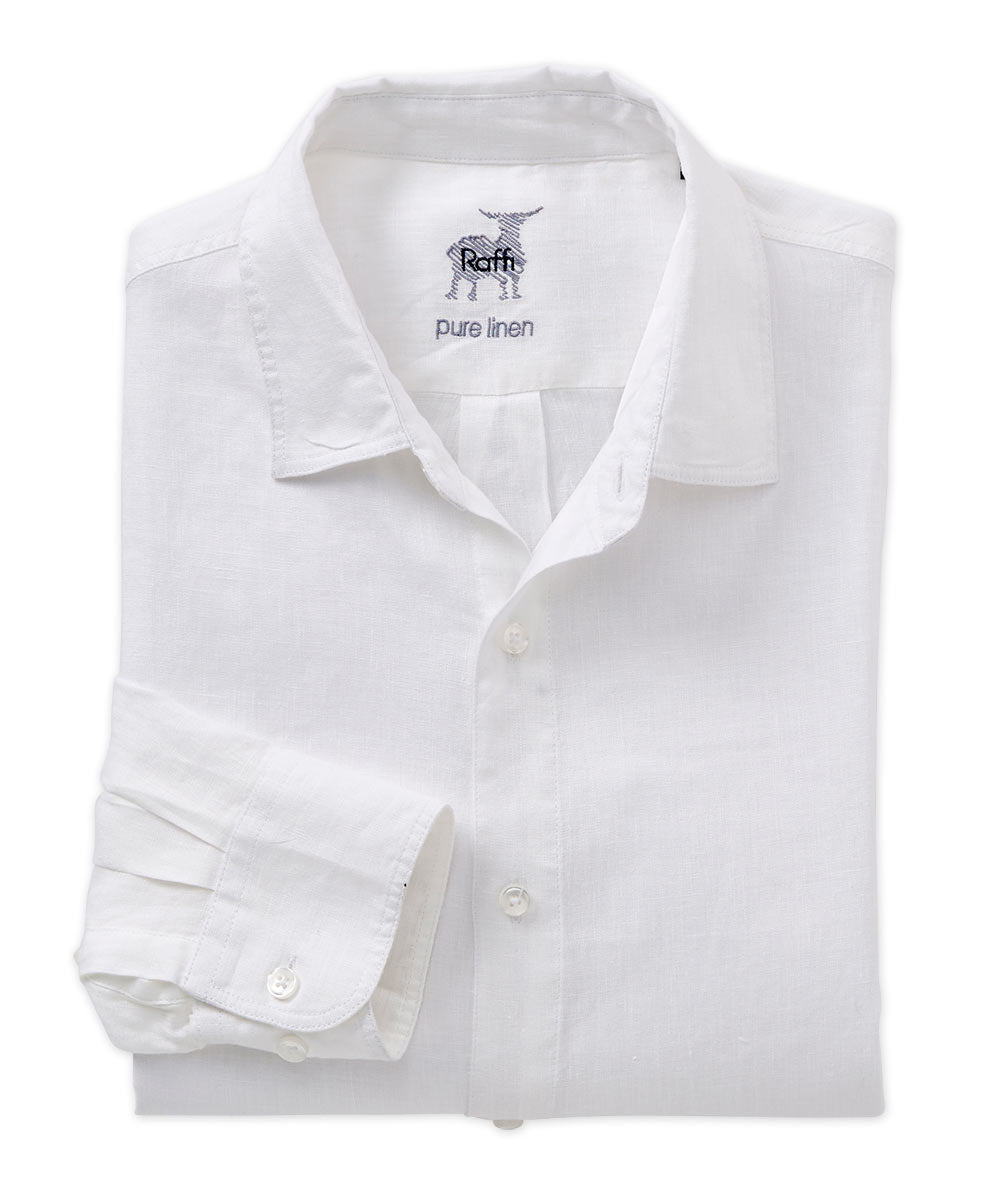 Raffi Solid Linen Long Sleeve Sport Shirt