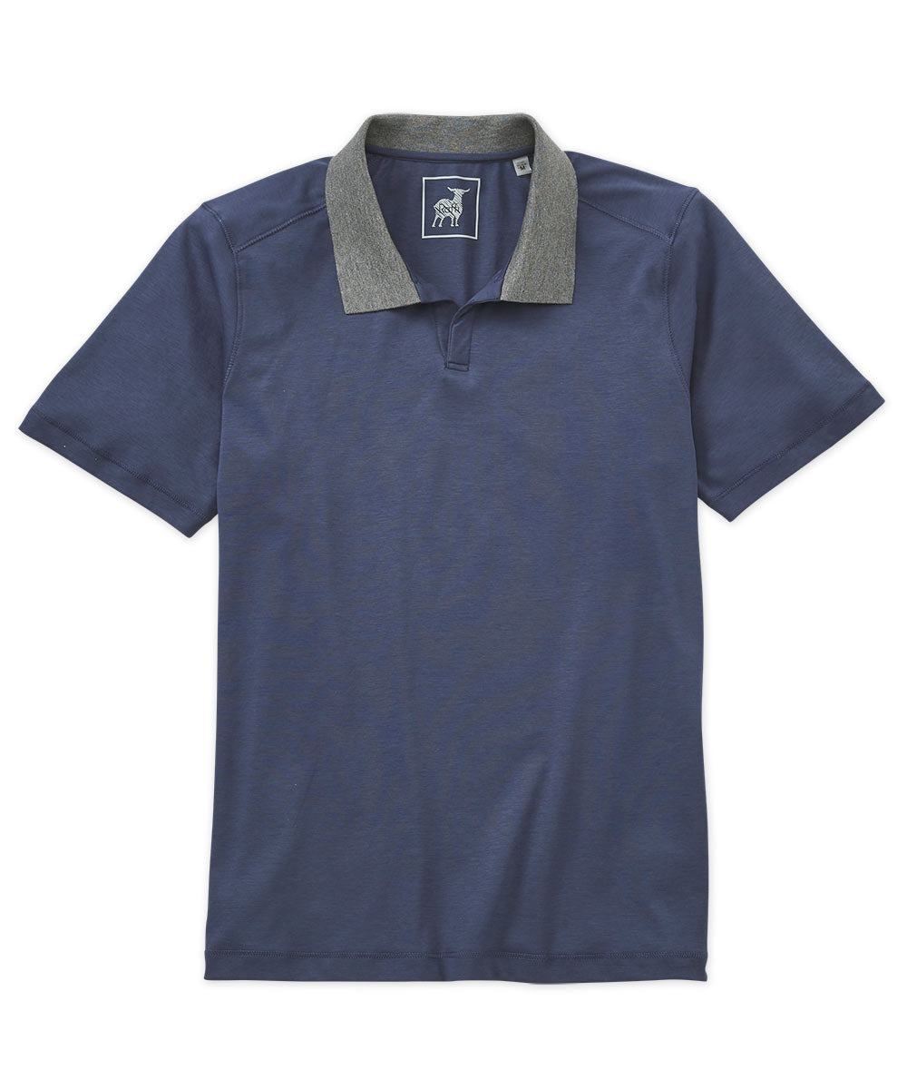 Raffi Aqua Ribbed Knit Johnny Collar Short Sleeve Shirt