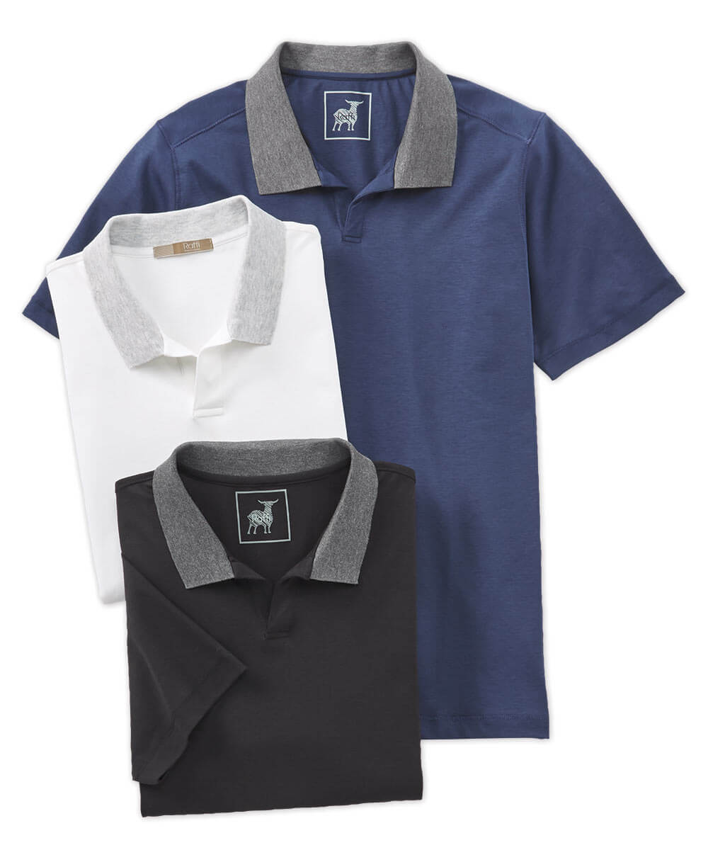 Raffi Aqua Ribbed Knit Johnny Collar Short Sleeve Shirt