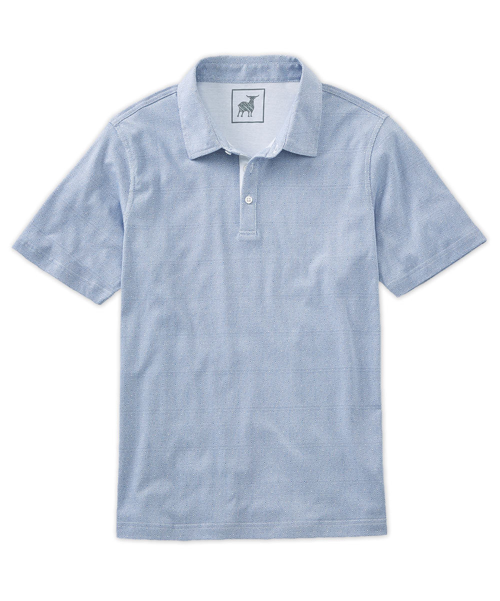 Raffi Aqua Cotton Maze Print Short Sleeve Polo Shirt