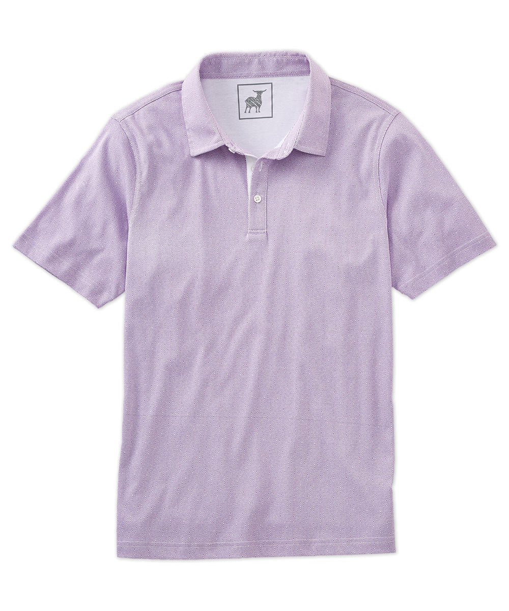 Raffi Aqua Cotton Maze Print Short Sleeve Polo Shirt