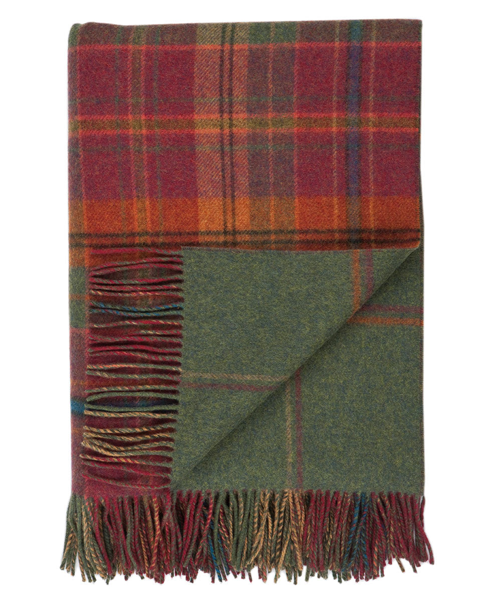 Johnstons of Elgin Merino Reversible Tweed / Windowpane Throw Blanket