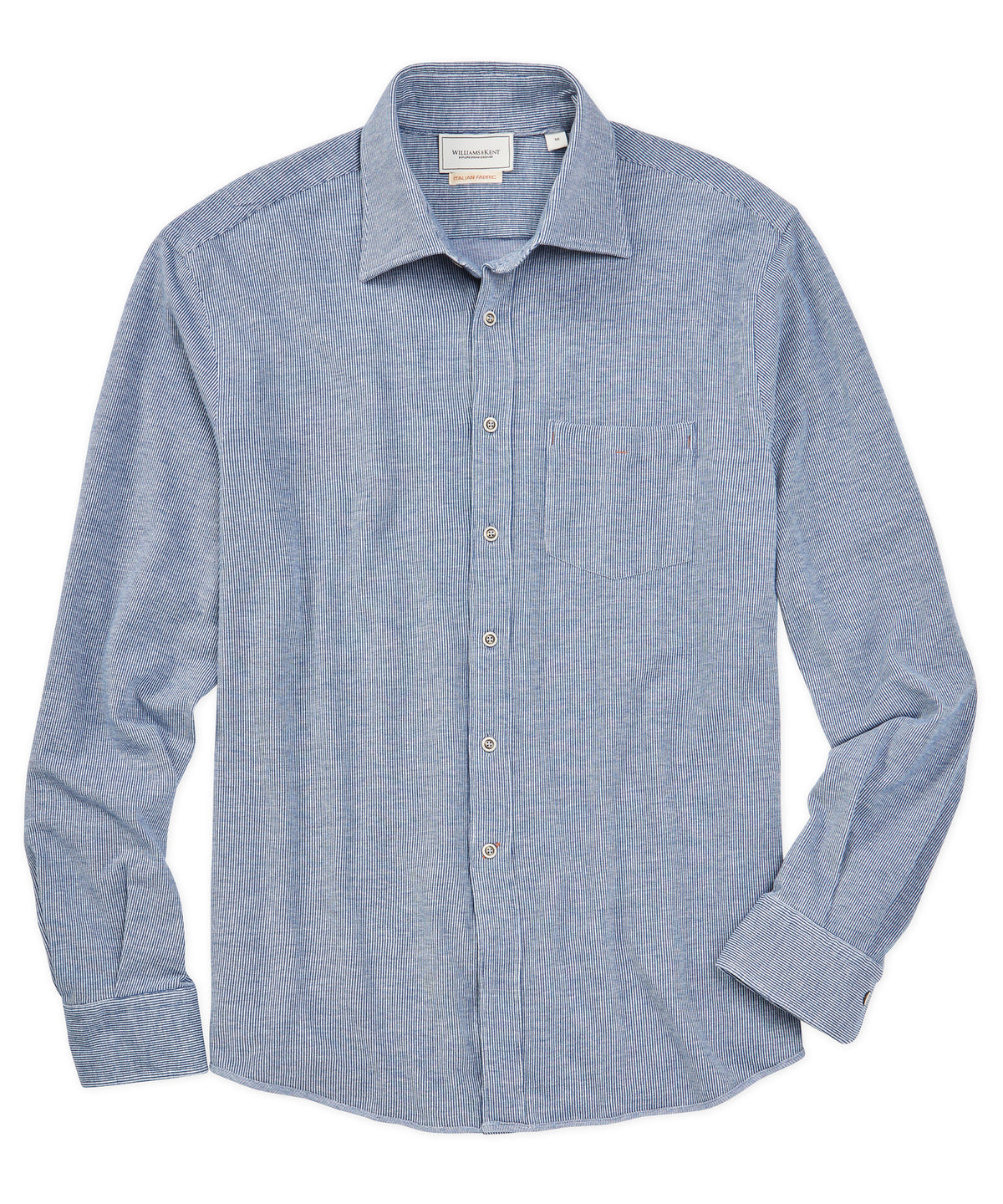 Cotton Knit Pinstripe Long Sleeve Sport Shirt