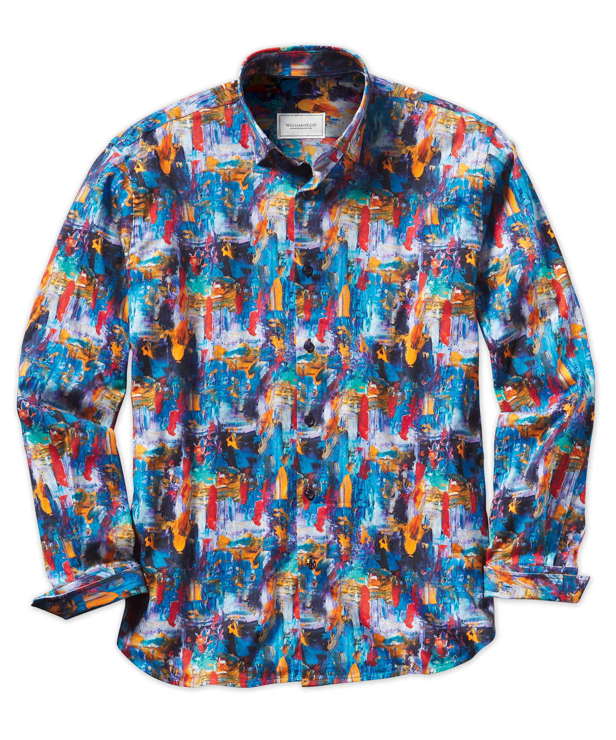 Cotton Stretch Splash Patterned Long Sleeve Sport Shirt
