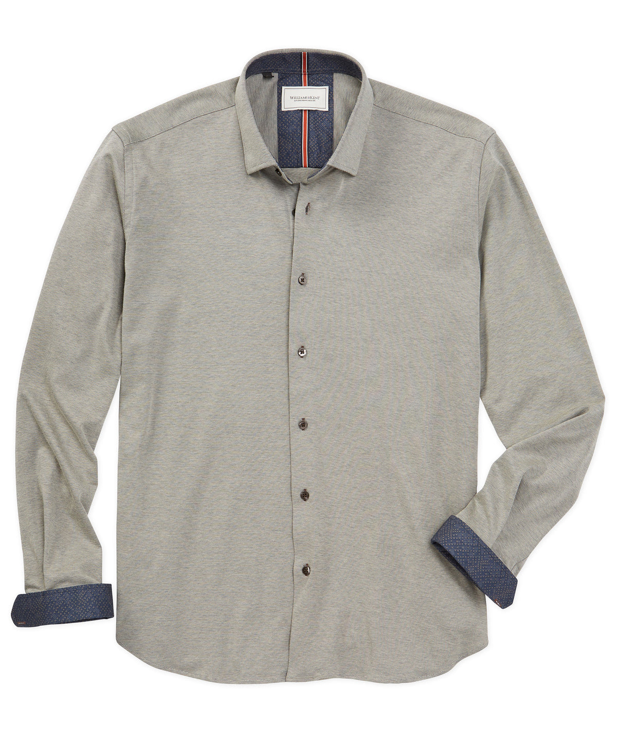 Mercerized Pima Cotton Textured Knit Long Sleeve Sport Shirt