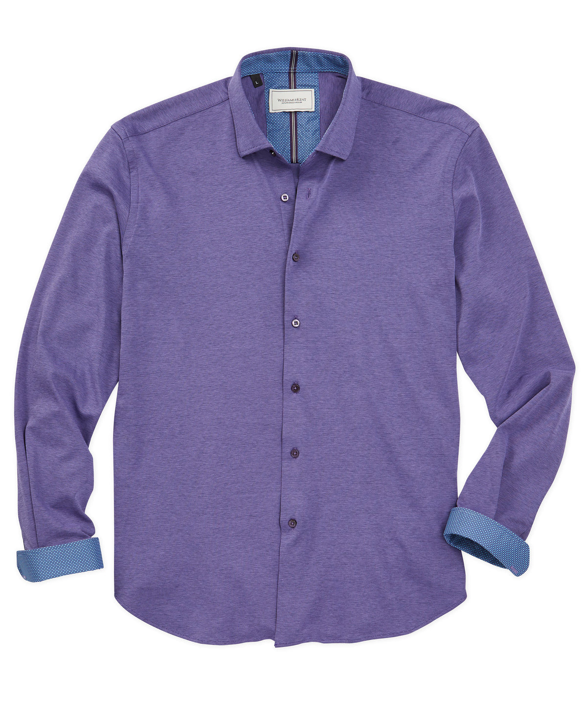 Mercerized Pima Cotton Textured Knit Long Sleeve Sport Shirt