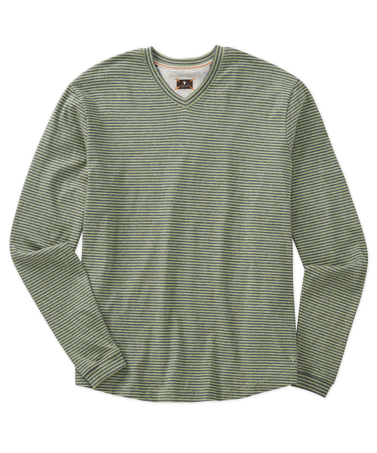 Left Coast Tee Brushed Pima Stripe V-neck Long Sleeve T-shirt