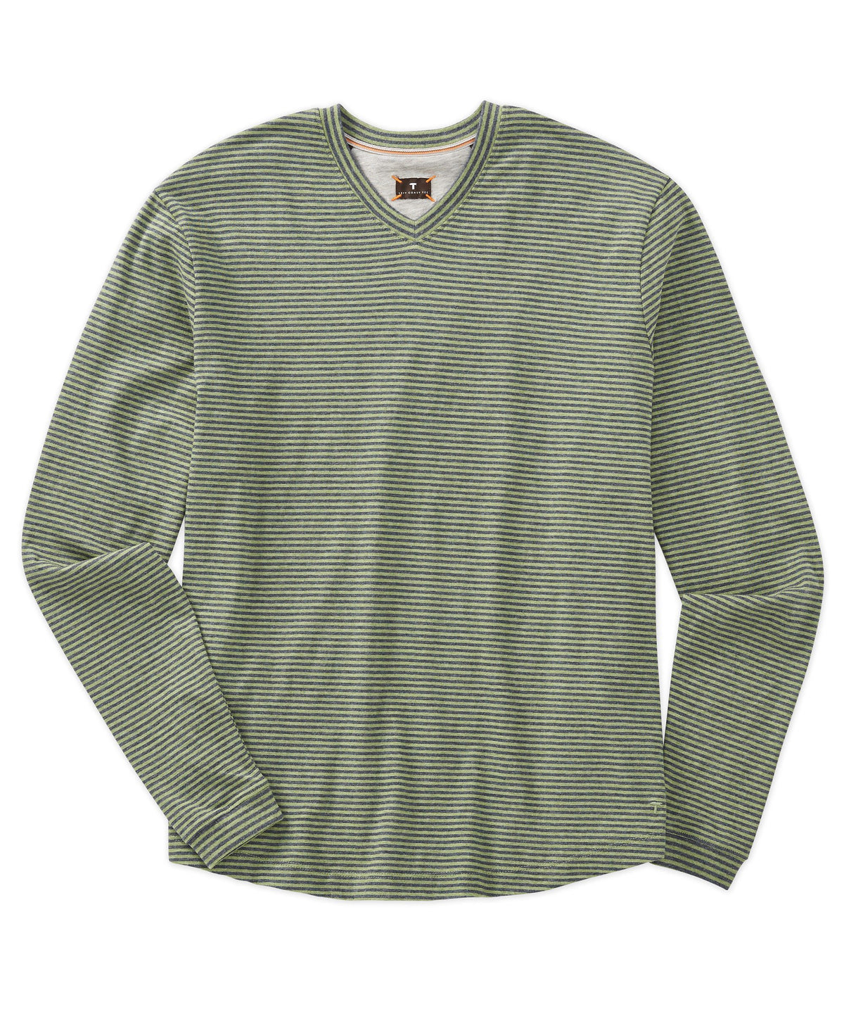 Left Coast Tee Brushed Pima Stripe V-neck Long Sleeve T-shirt