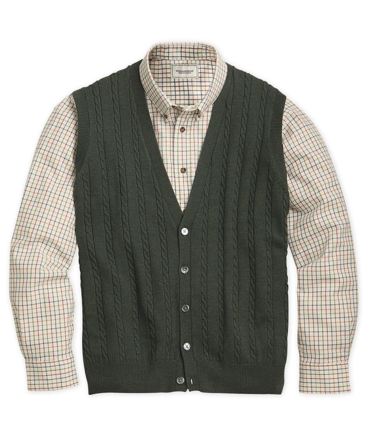 Italian Merino Wool Button-Front Cable Sweater Vest