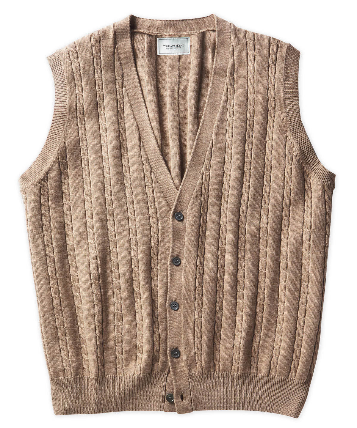 Italian Merino Wool Button-Front Cable Sweater Vest