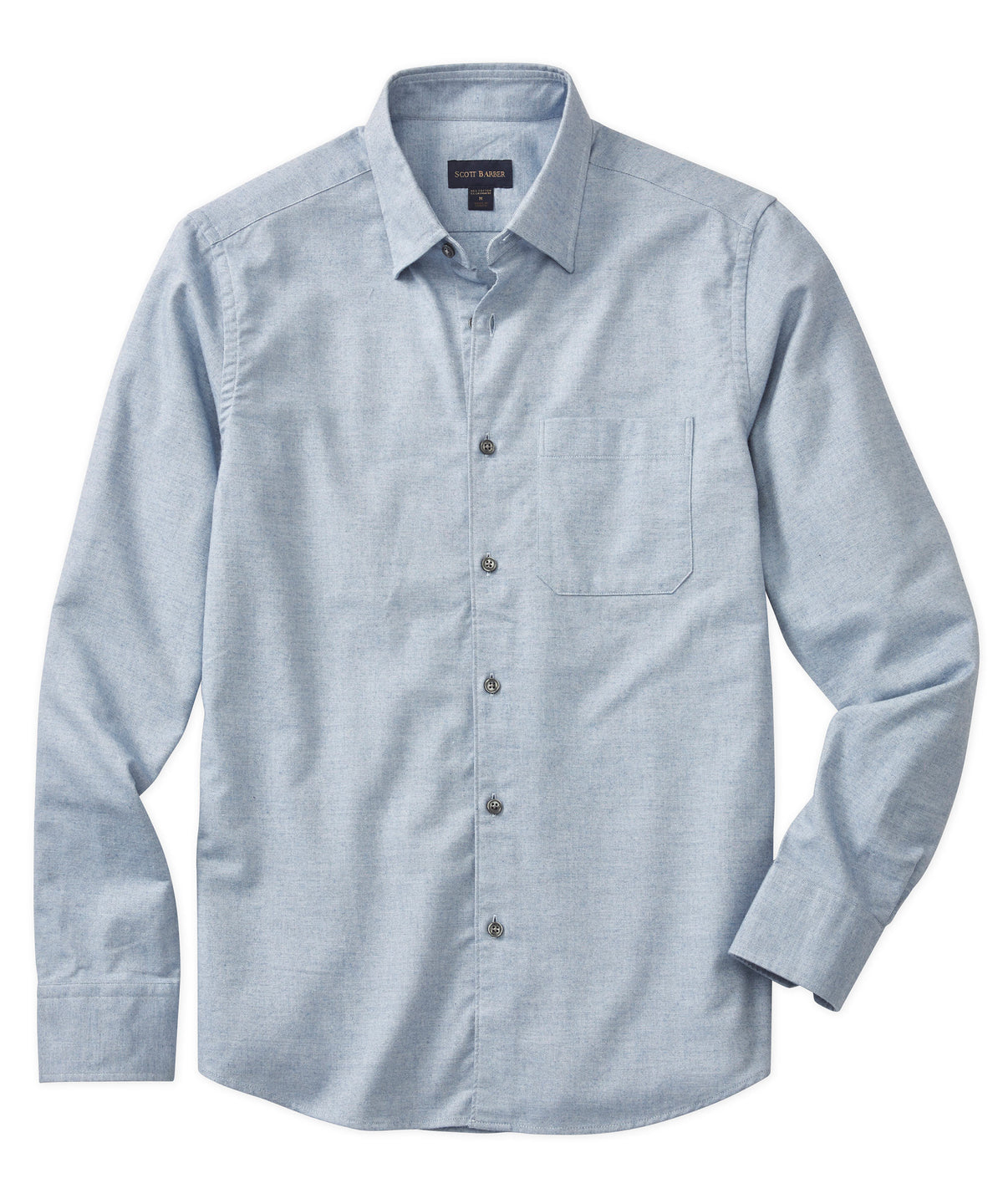 Scott Barber Cotton-Cashmere Solid Long Sleeve Sport Shirt