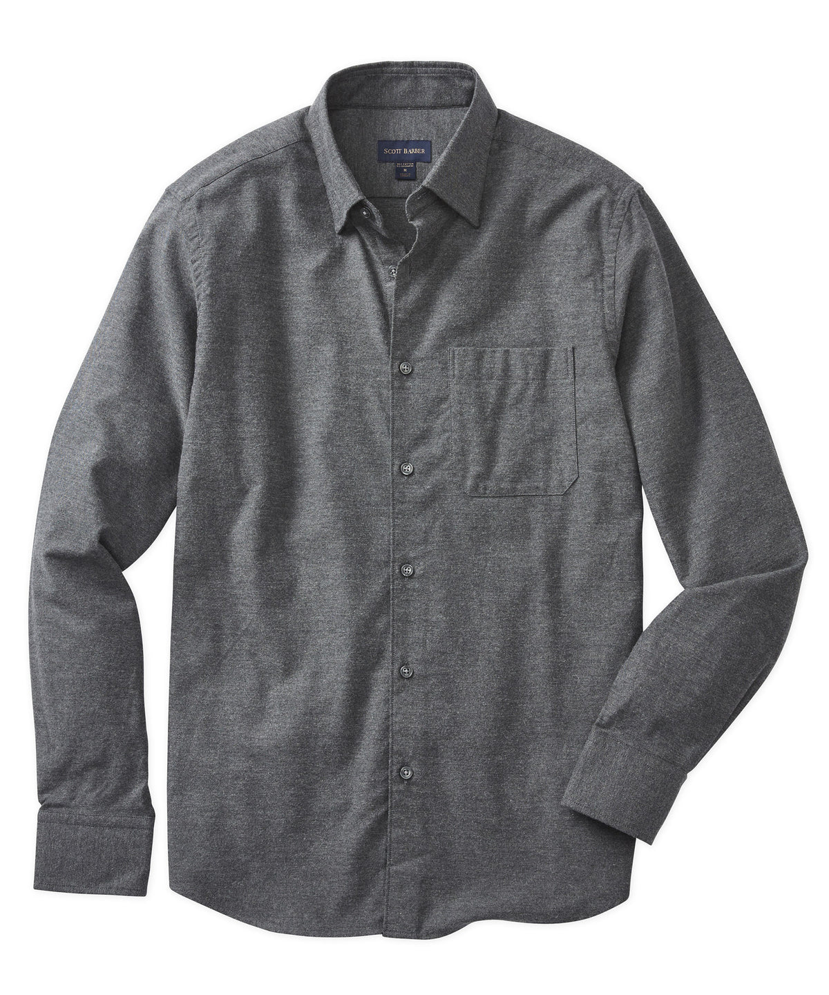 Scott Barber Cotton-Cashmere Solid Long Sleeve Sport Shirt