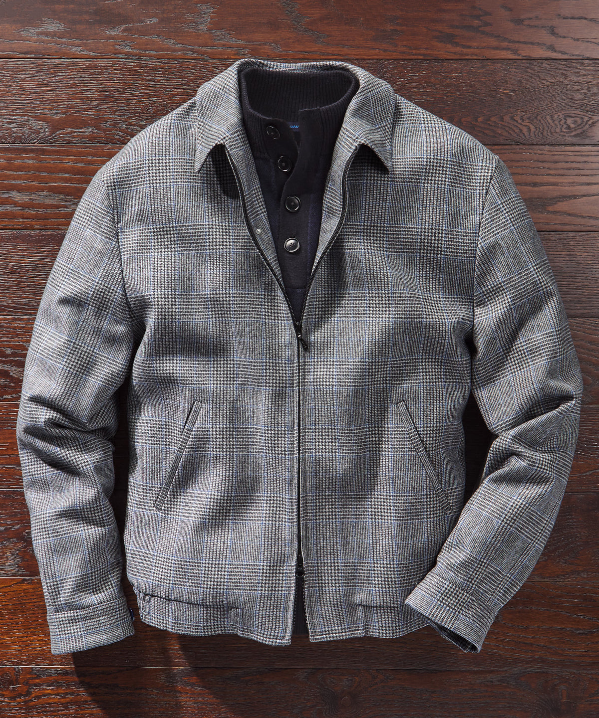 Wool Glen Plaid Blouson Jacket