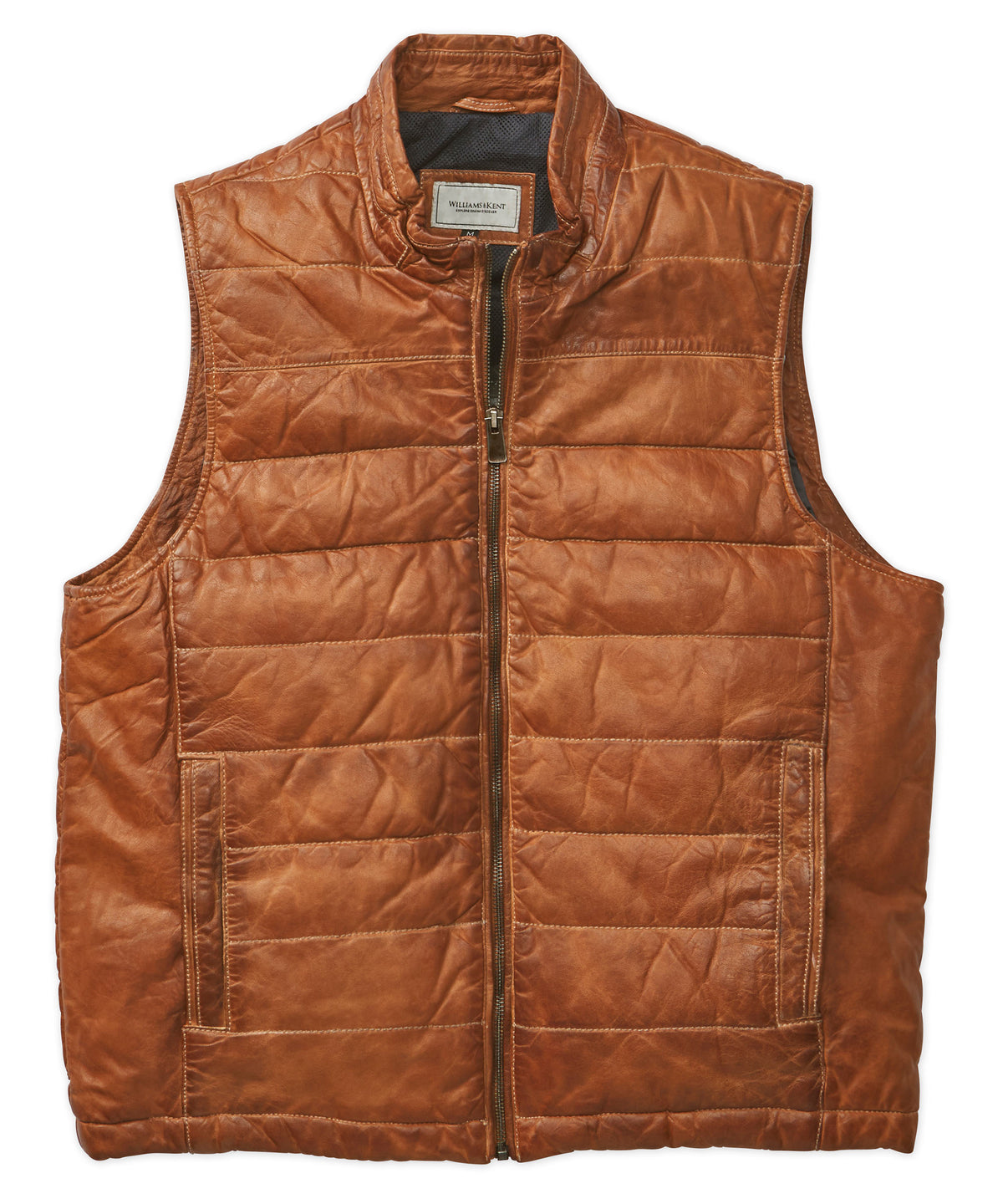Quilted Vintage-Washed Lambskin Leather Vest