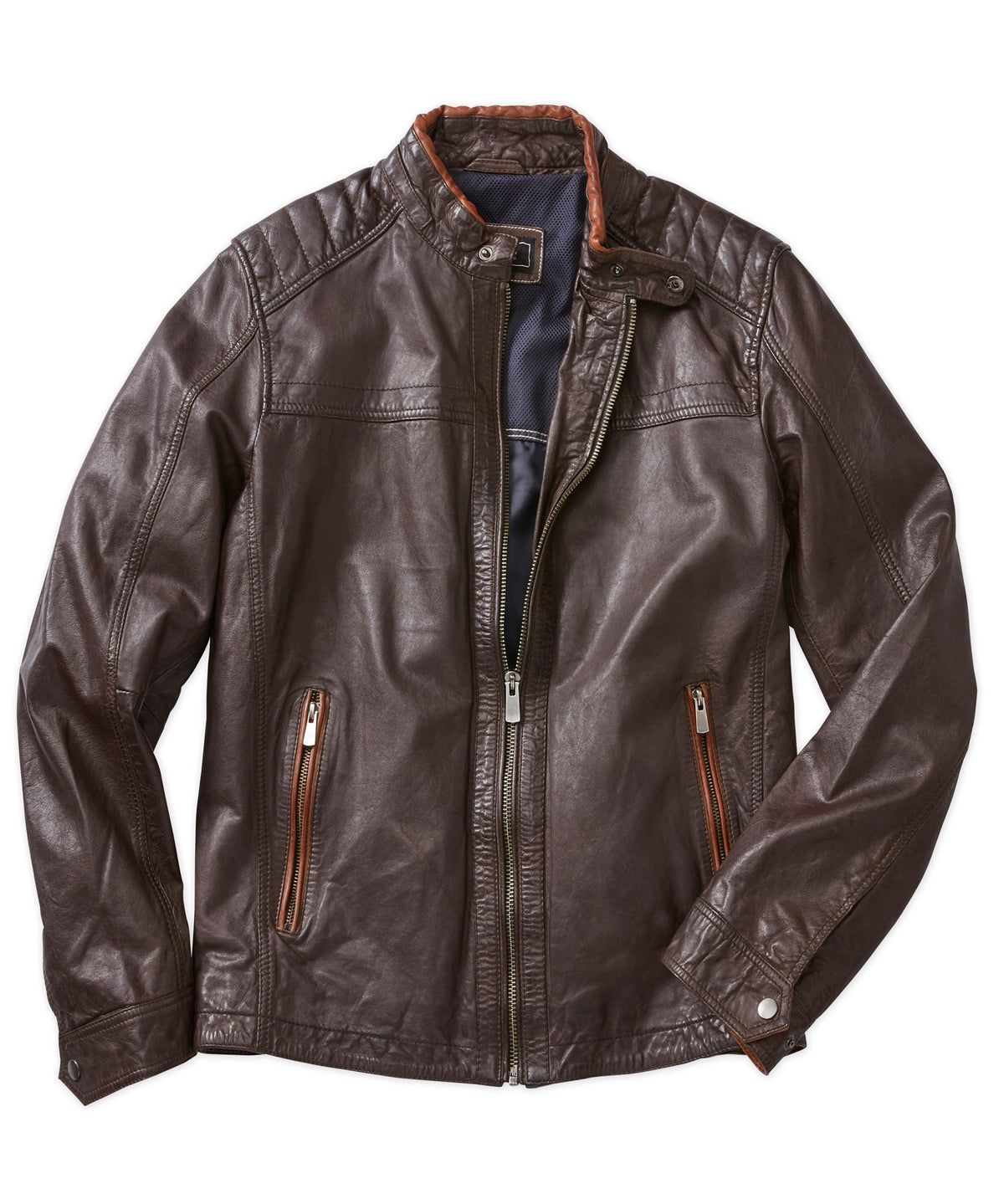 Distressed Lambskin Leather Jacket