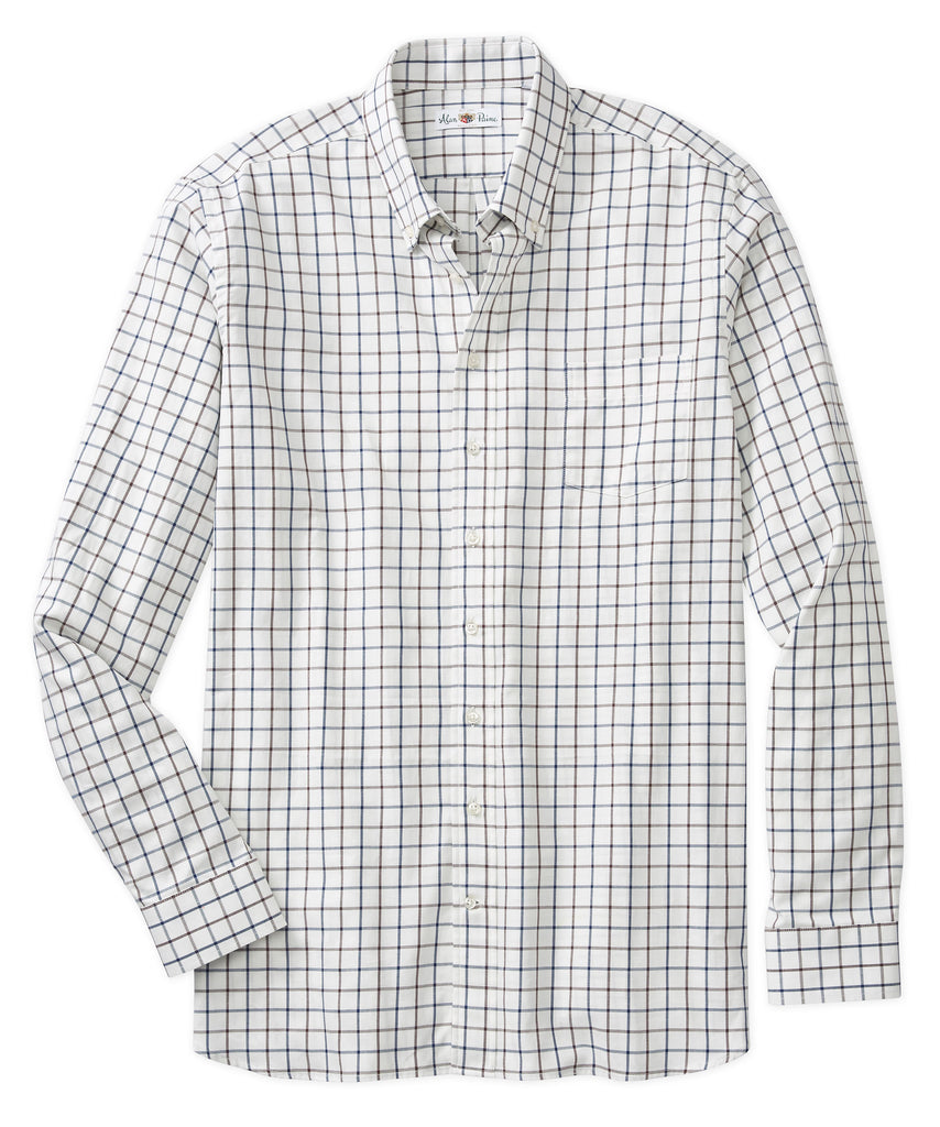 Alan Paine Windowpane Button-Down Long Sleeve Sport Shirt