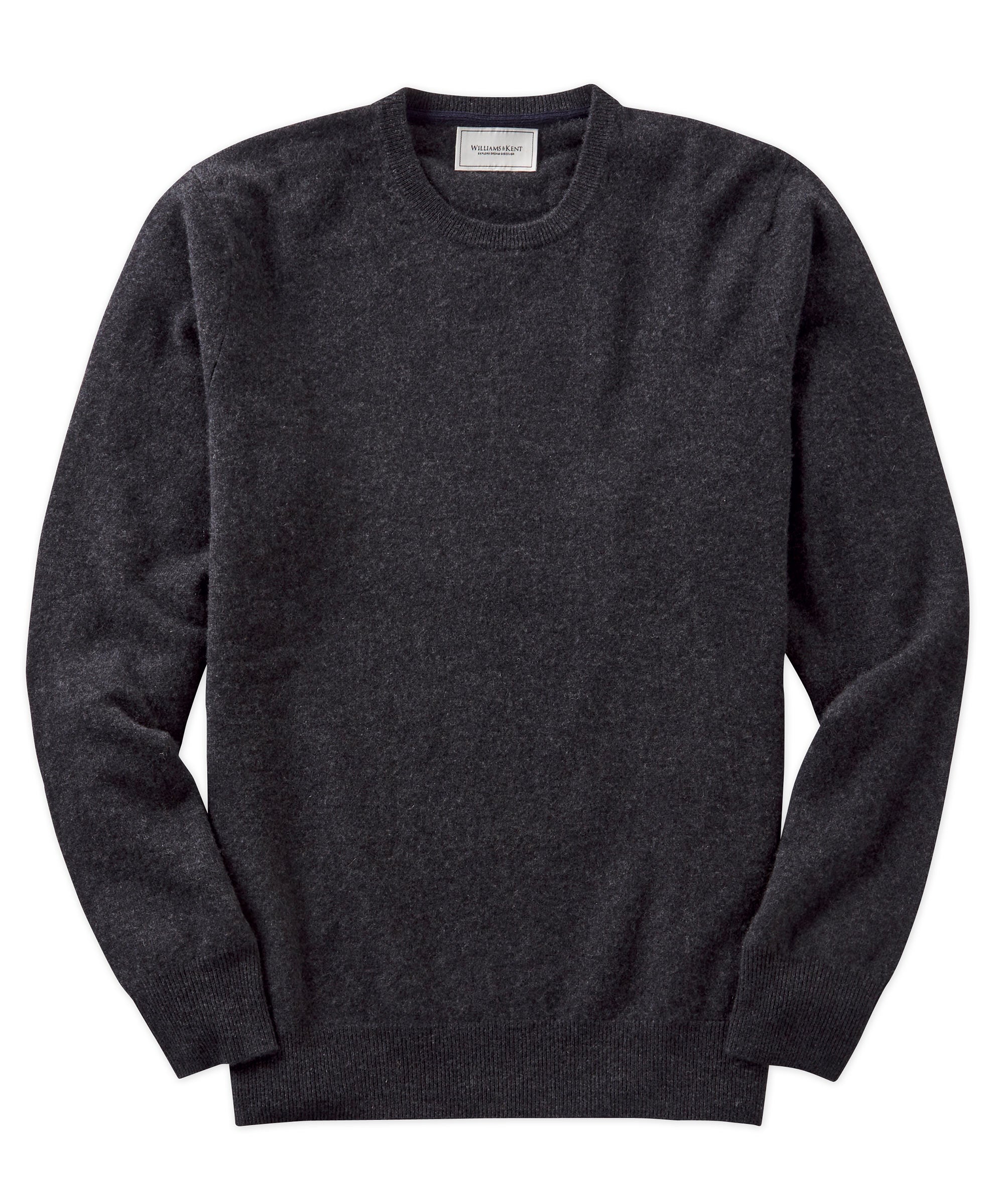 ★SATUR★ Classic crew neck half knit melange grey SA252MKT0 Melange Cashmere Crew Sweater – Williams & Kent