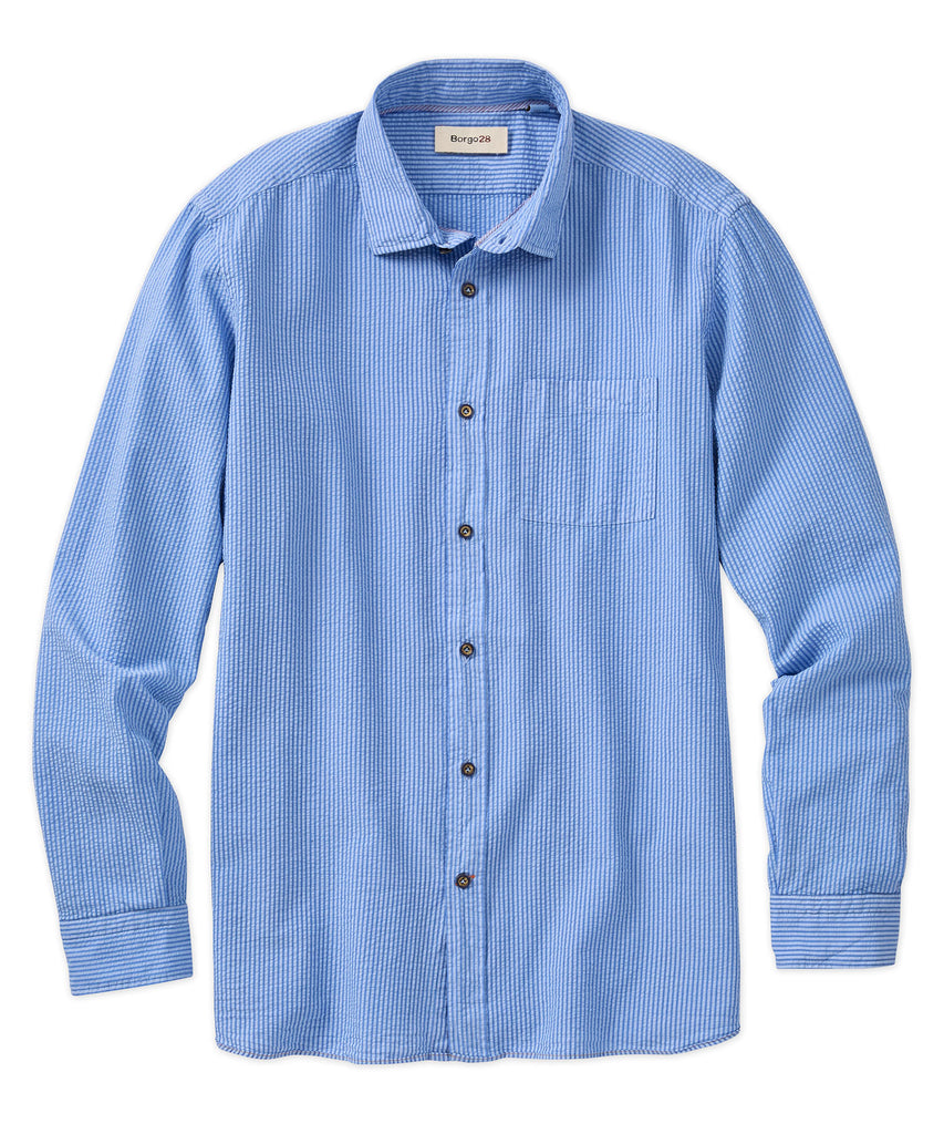 Big Joe Men's Striped Seersucker Shirt - Cloudancer Blue - Size