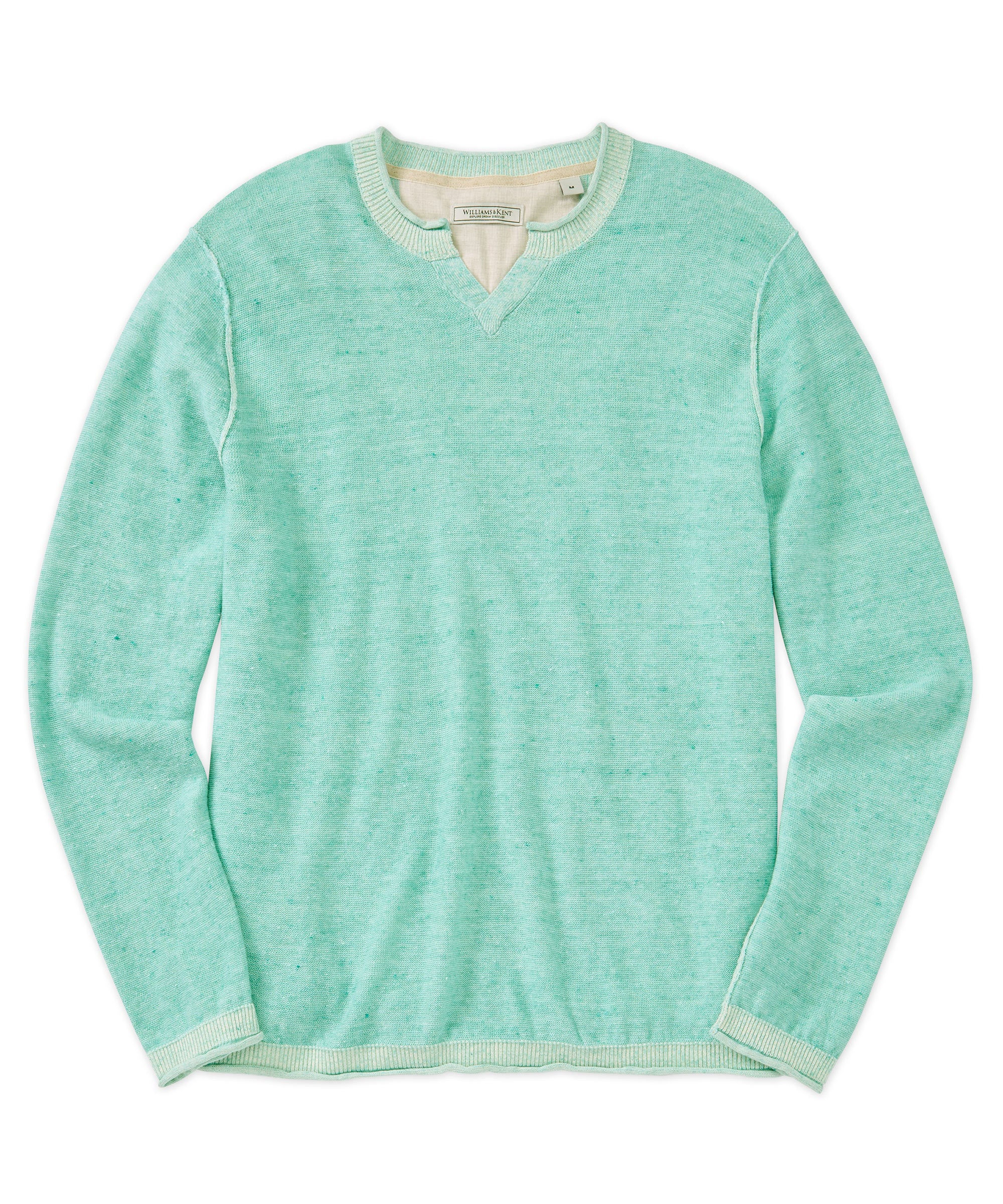 Cotton-Linen Notch Neck Sweater - Williams & Kent