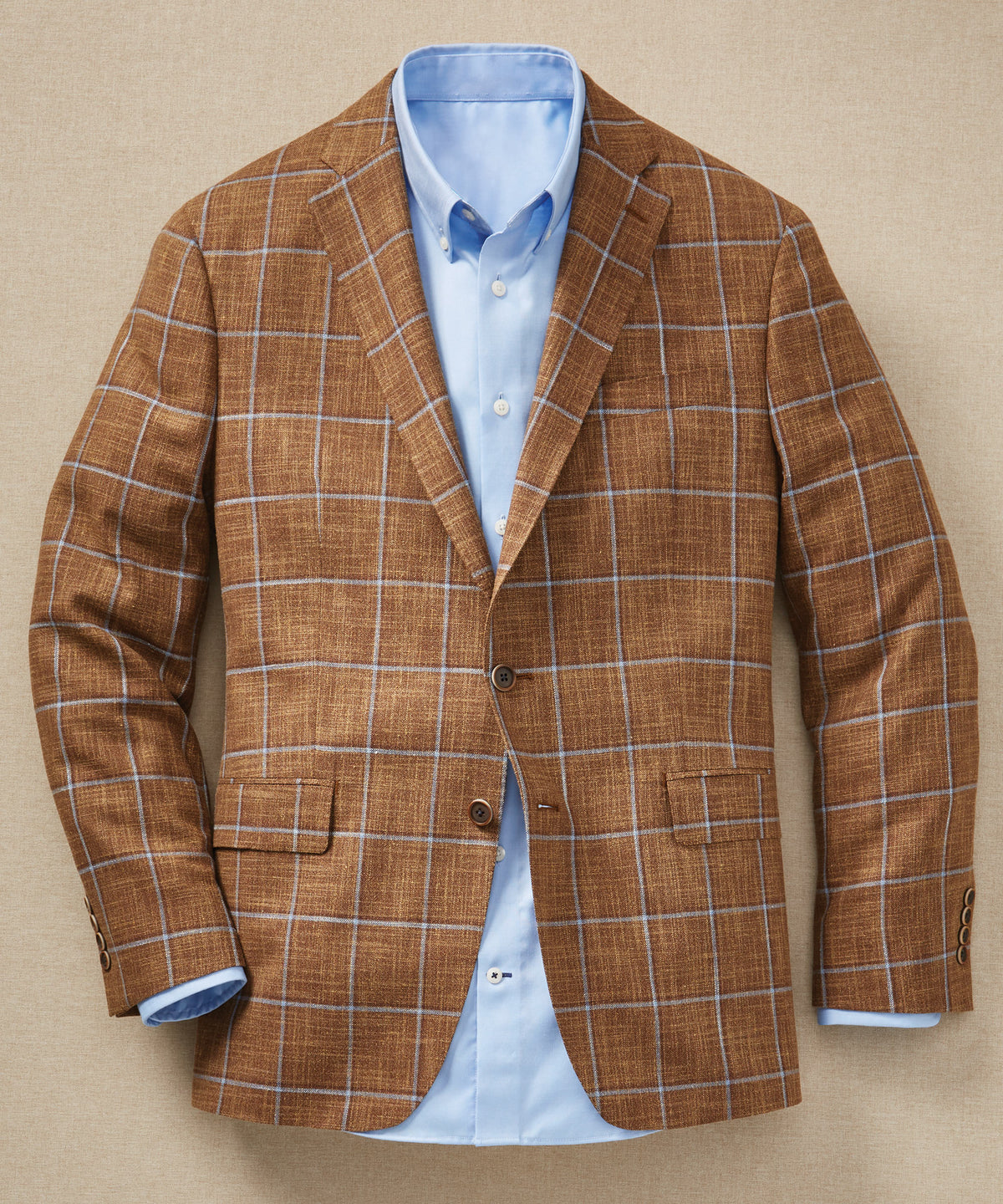 Wool-Cotton-Silk Windowpane Sport Coat