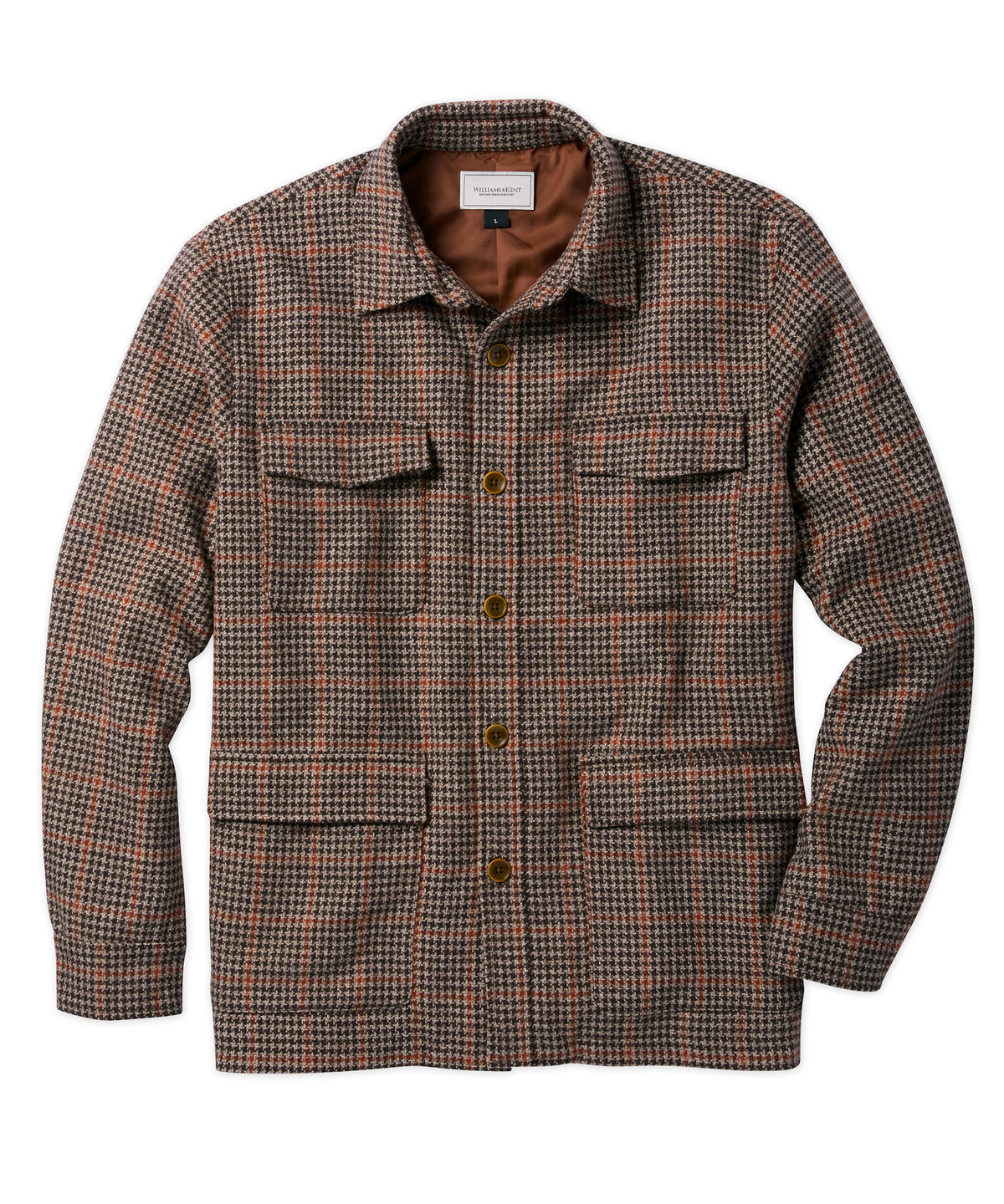 Wool-Blend Houndstooth Shirt Jacket