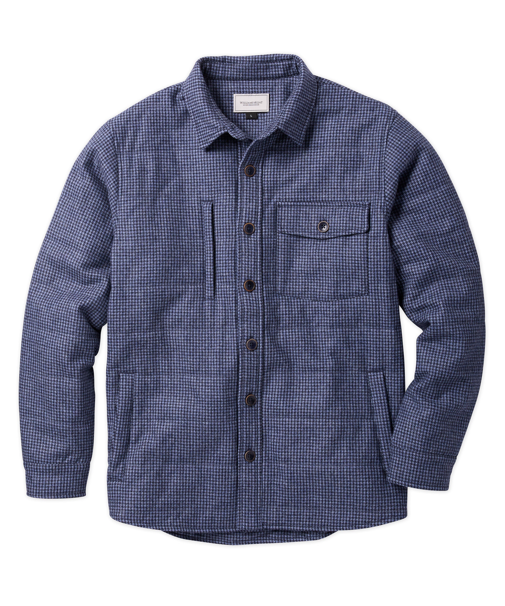 Wool-Blend Houndstooth Shirt Jacket Williams Kent, 52% OFF