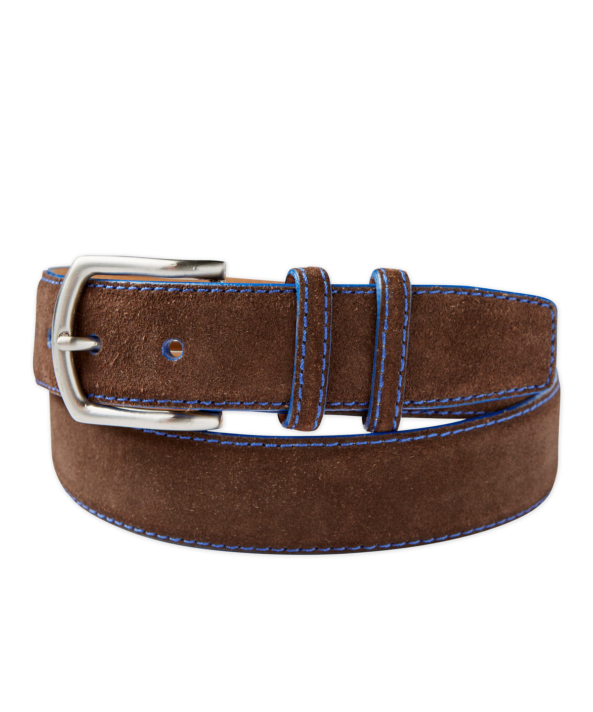 Suede Belt with Contrast Stitching