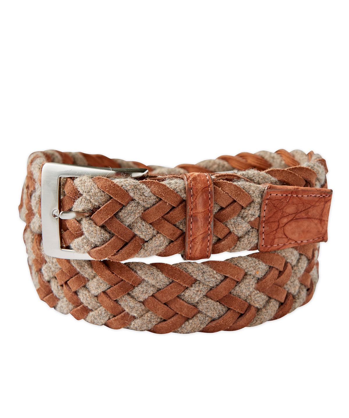 Woven Fabric Belt with Croc Tabs