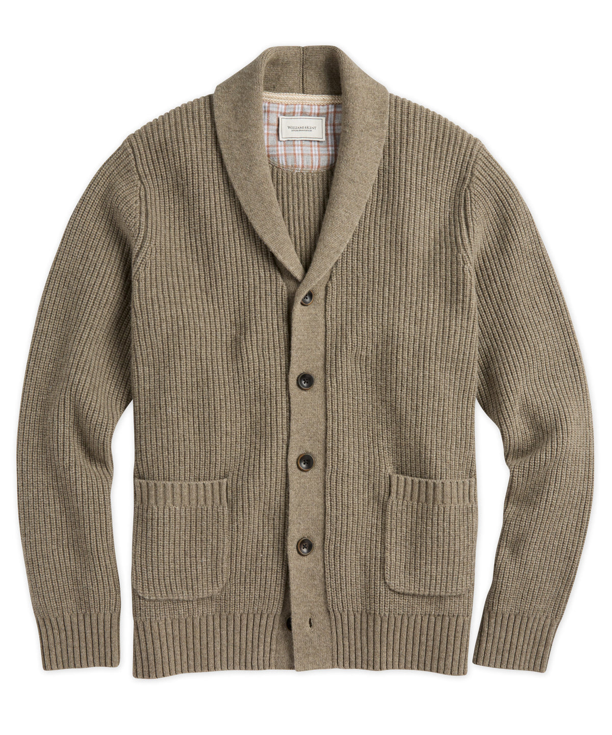 Cotton-Blend Ribbed Shawl Cardigan Sweater