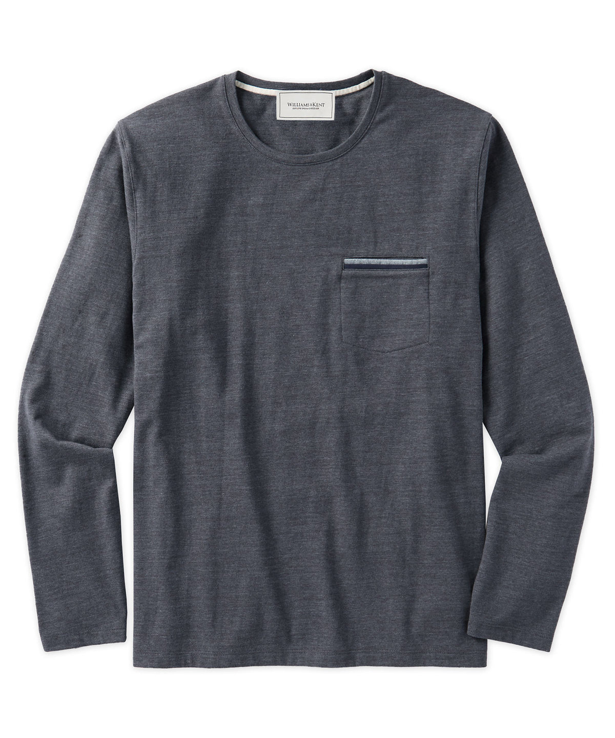 Long-Sleeve Pima Crew Neck With Tipped Pocket
