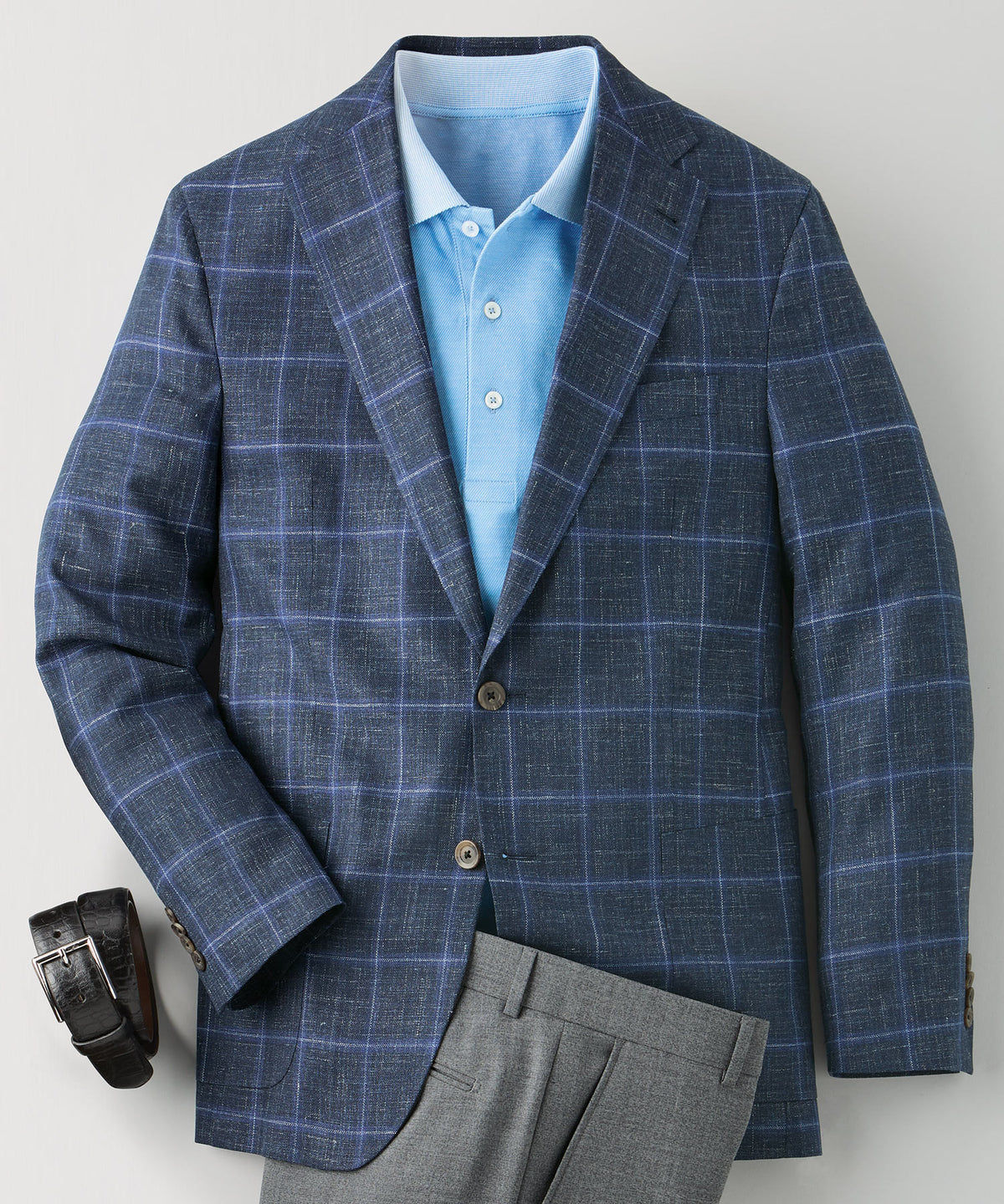 Wool-Silk-Linen Plaid Sport Coat