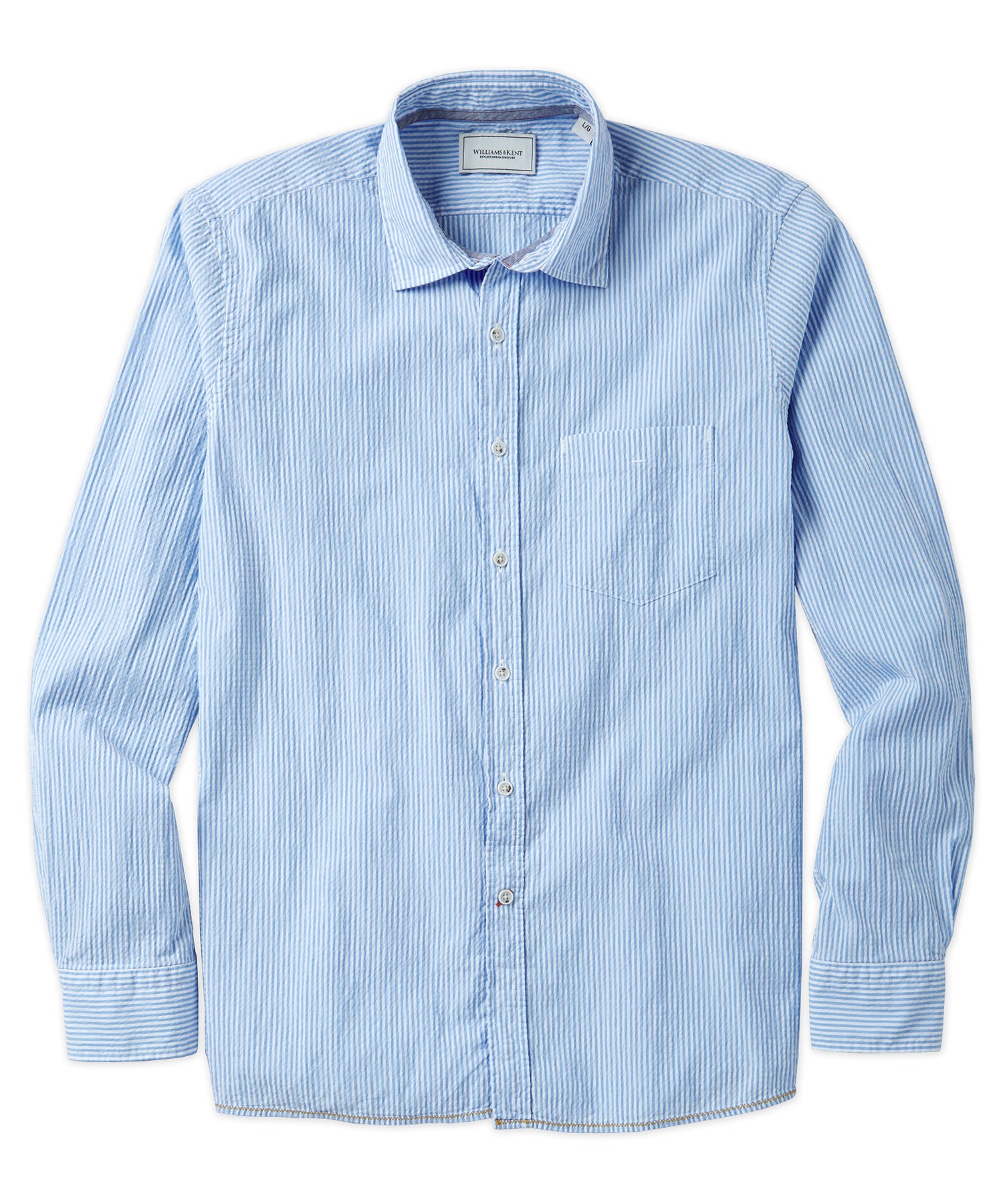 Blue Striped Cotton Seersucker Shirt