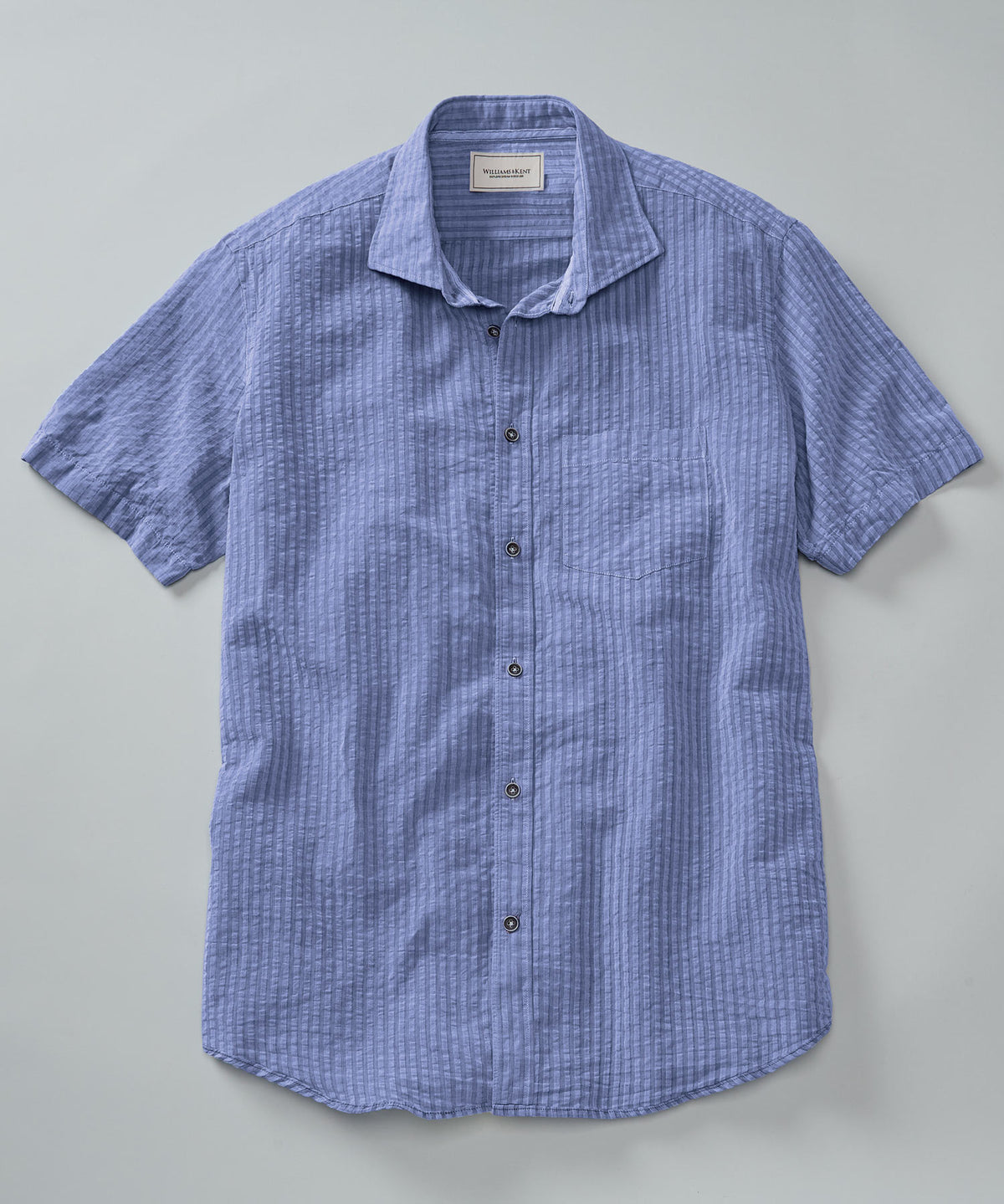 Cotton-Linen Seersucker Tonal Stripe Sport Shirt
