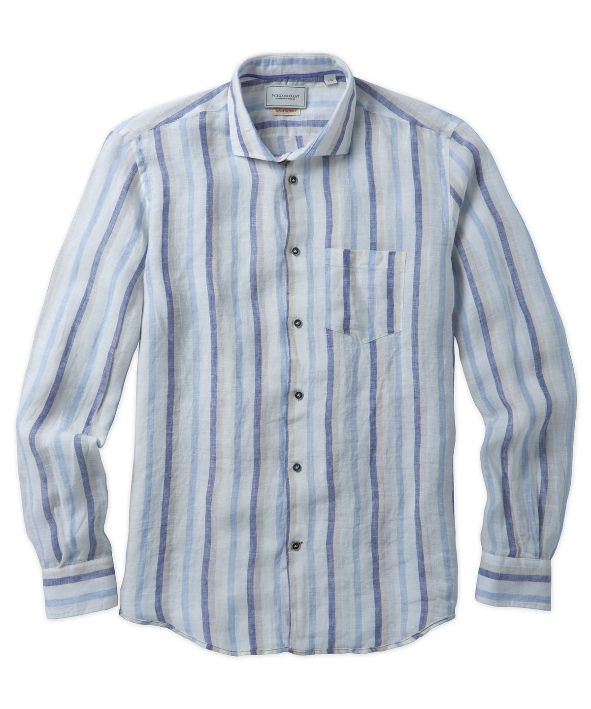 Amalfi Stripe Linen Long-Sleeve Sport Shirt