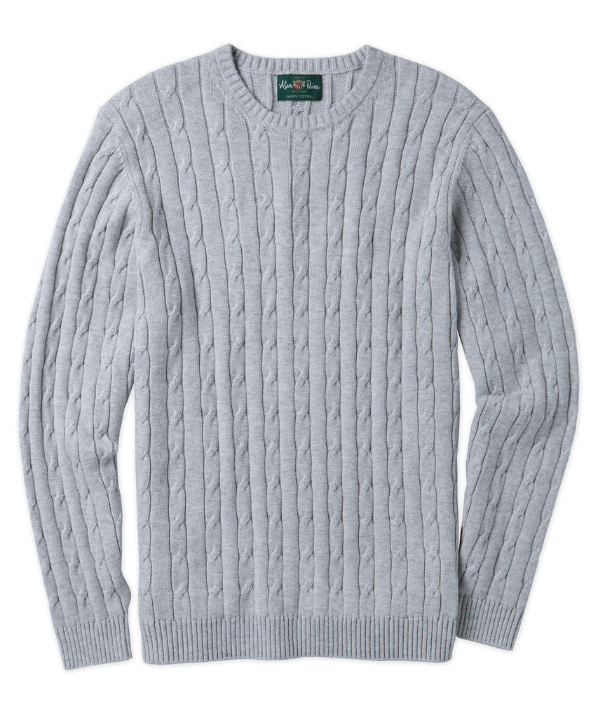 Alan Paine Cotton-Cashmere Cable Knit Crewneck Sweater