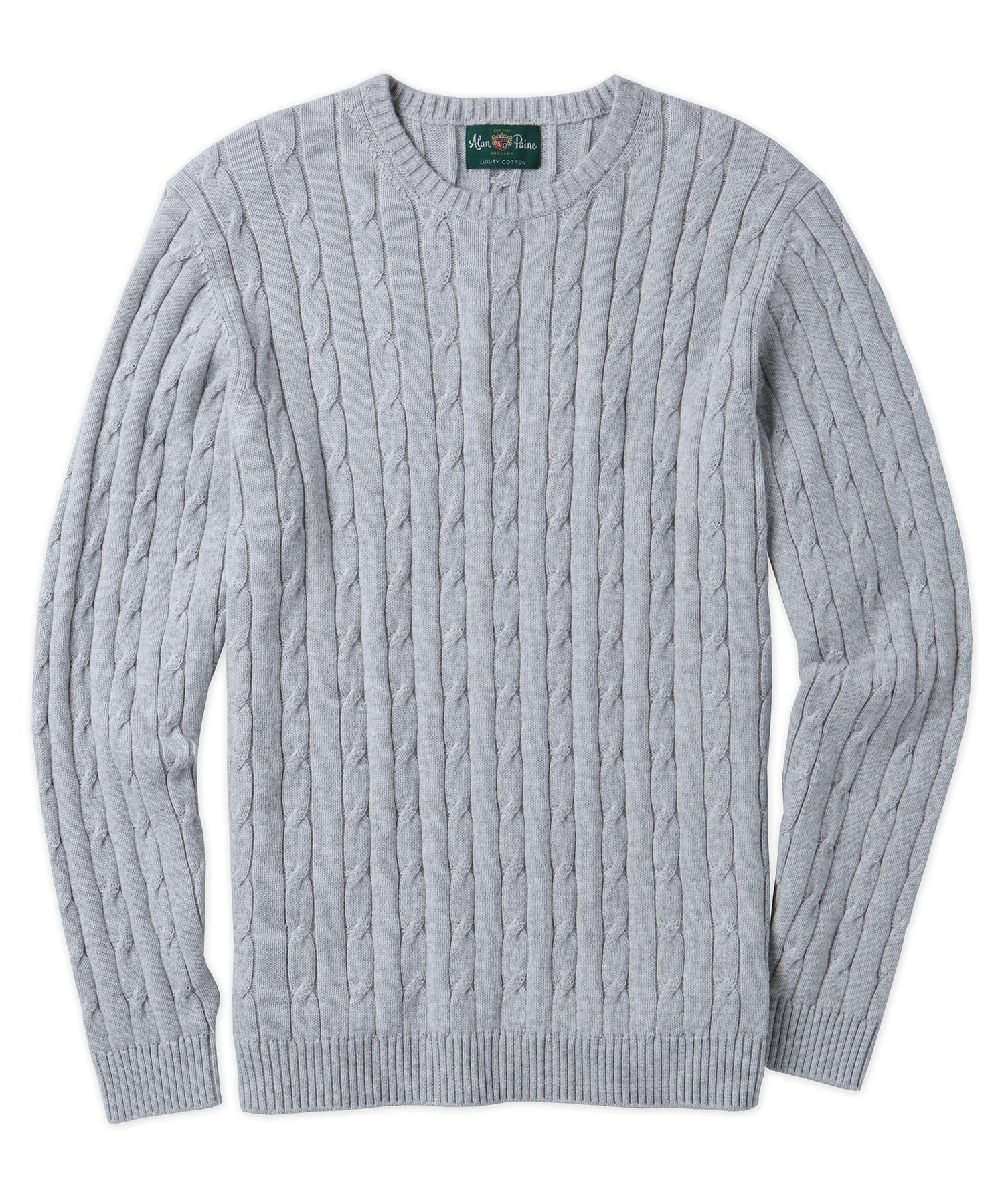 Alan Paine Cotton-Cashmere Cable Knit Crewneck Sweater - Williams