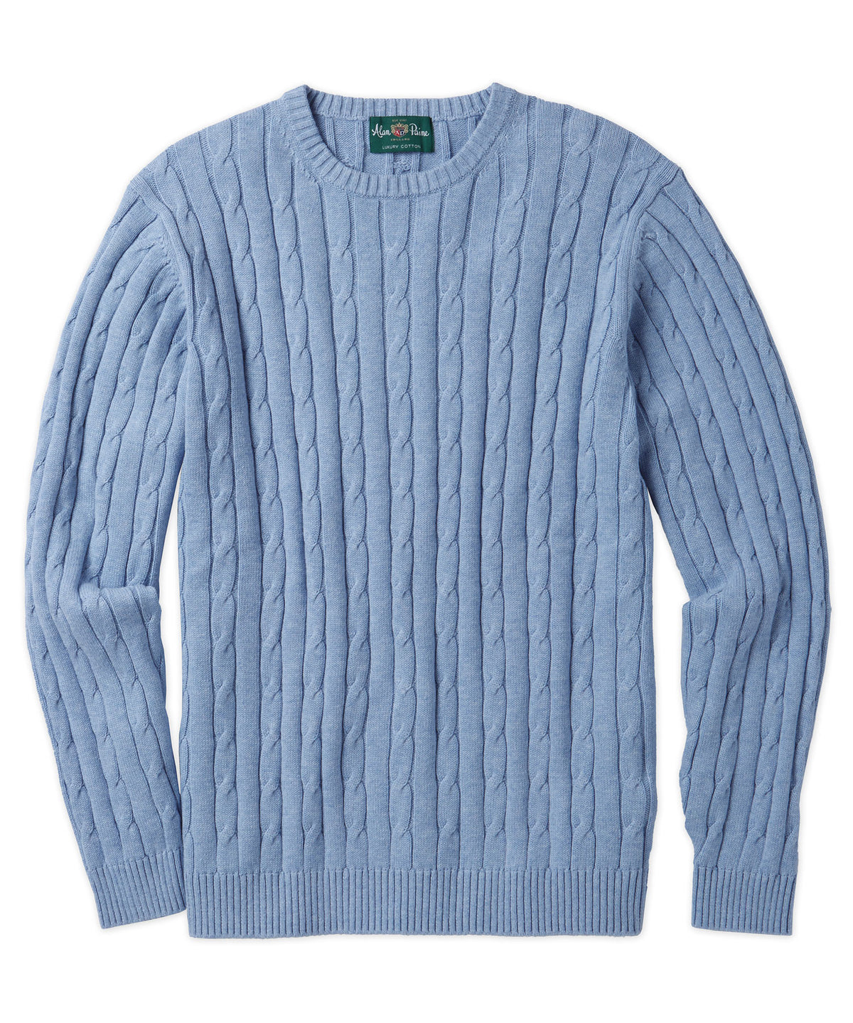 Alan Paine Cotton-Cashmere Cable Knit Crewneck Sweater