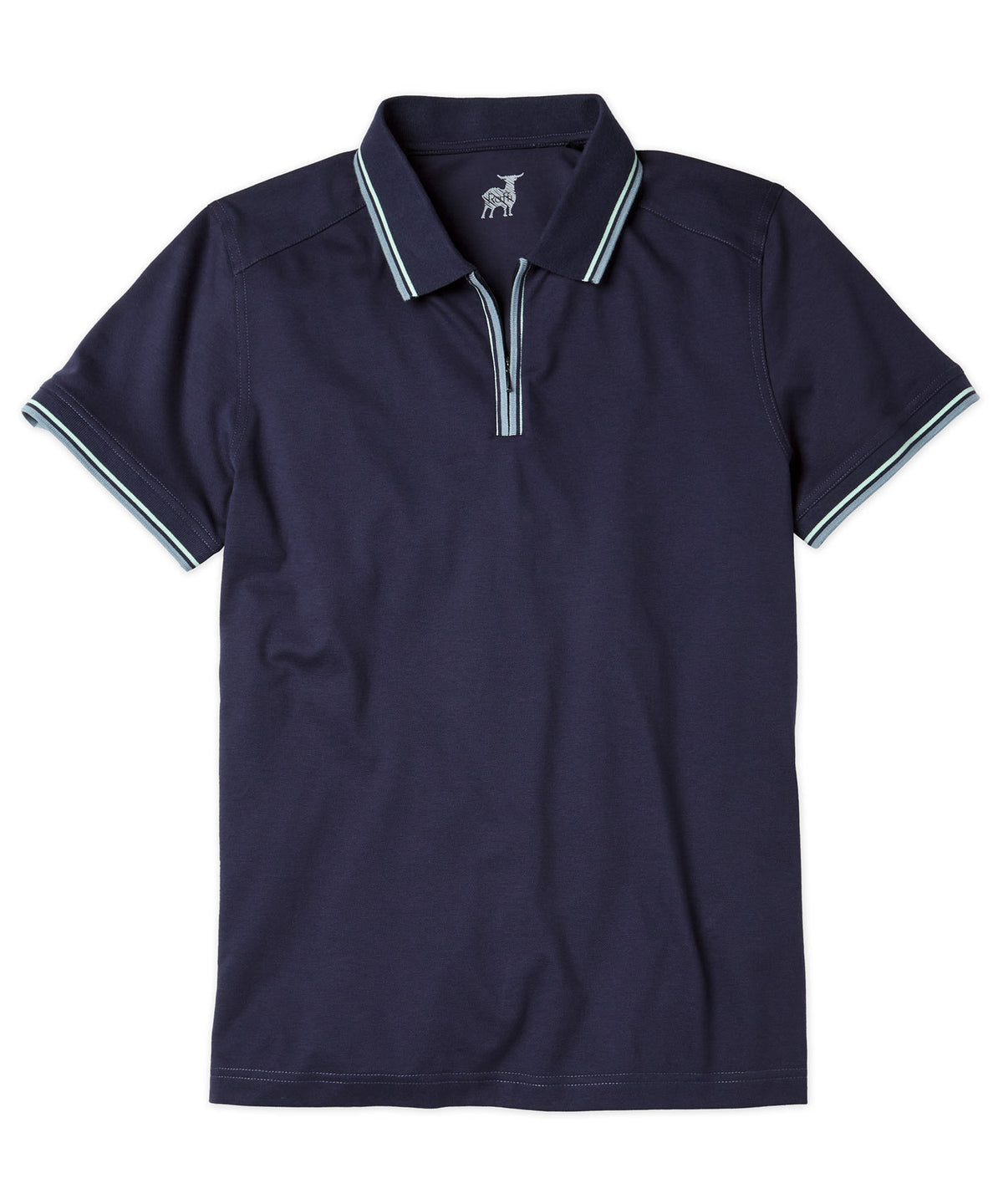 Raffi Aqua Cotton Pique Zip Polo Shirt