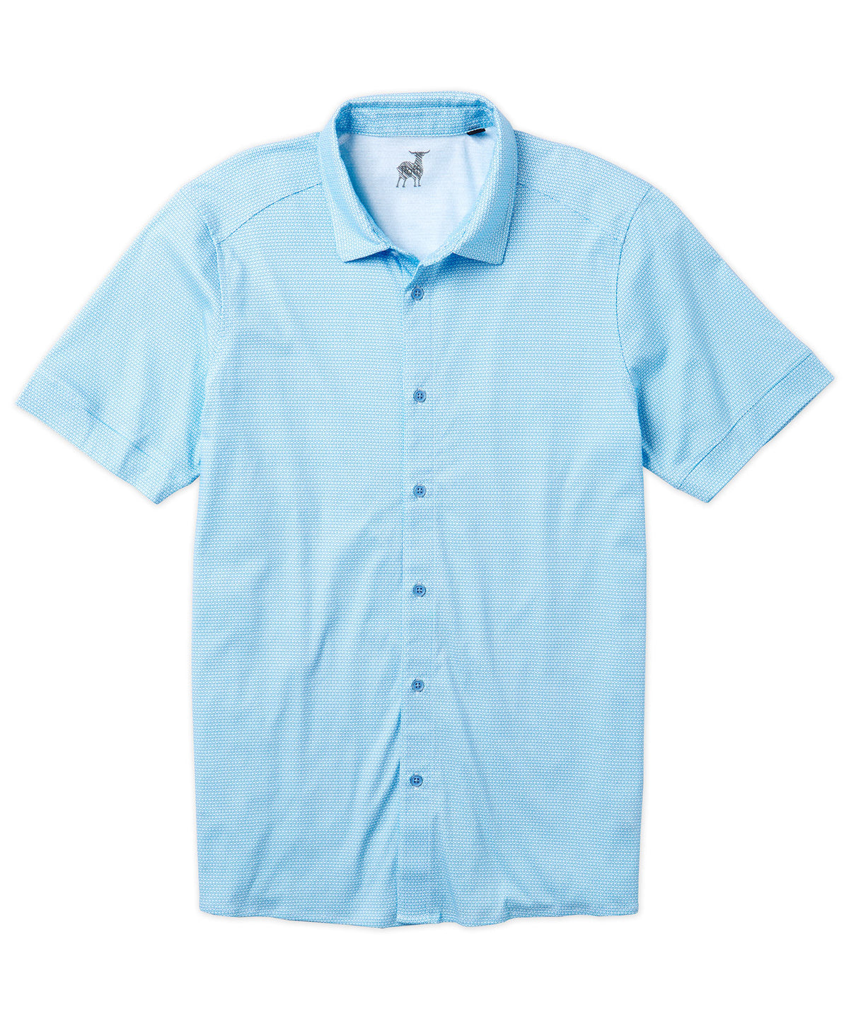 Raffi Geo Patterned Aqua Cotton Sport Shirt