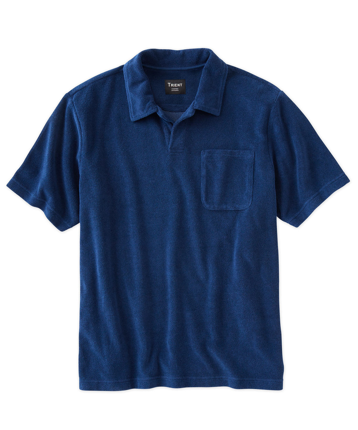 Cotton-Blend Stretch Terry Johnny Collar Shirt