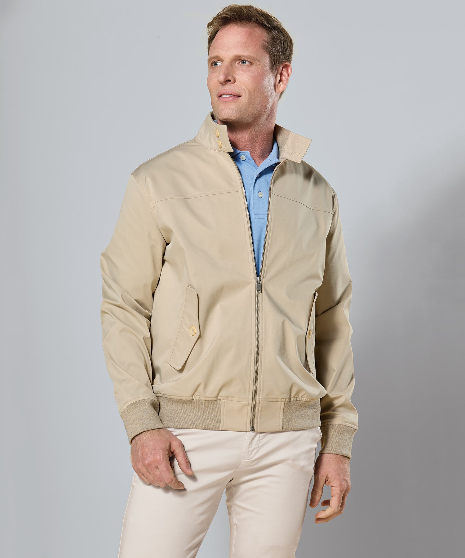 Trient Golf Jacket with Plaid Lining Stone / M